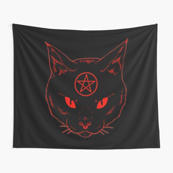 satanic black cat Tapestry