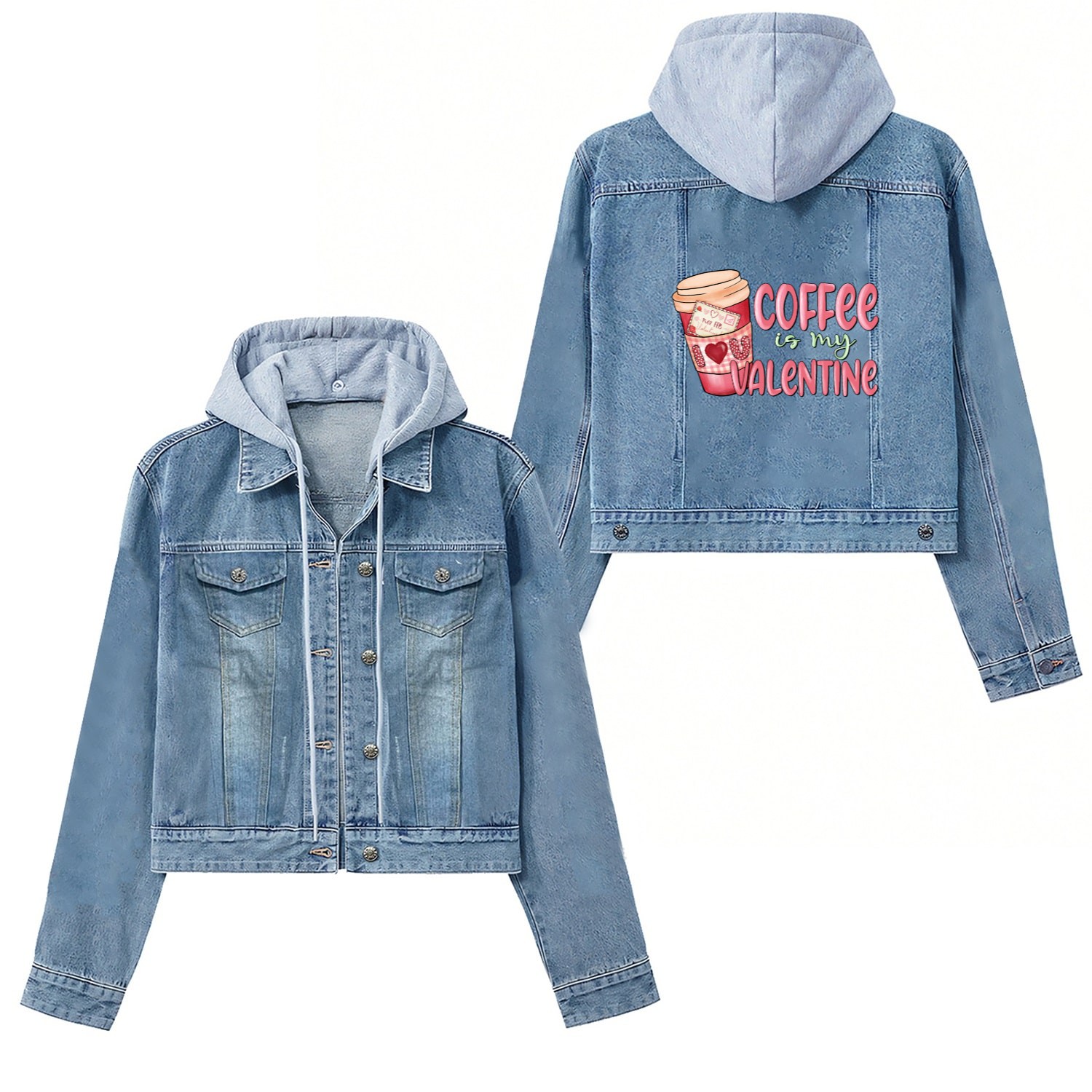 coffee is my valentine Women's Denim Jackets