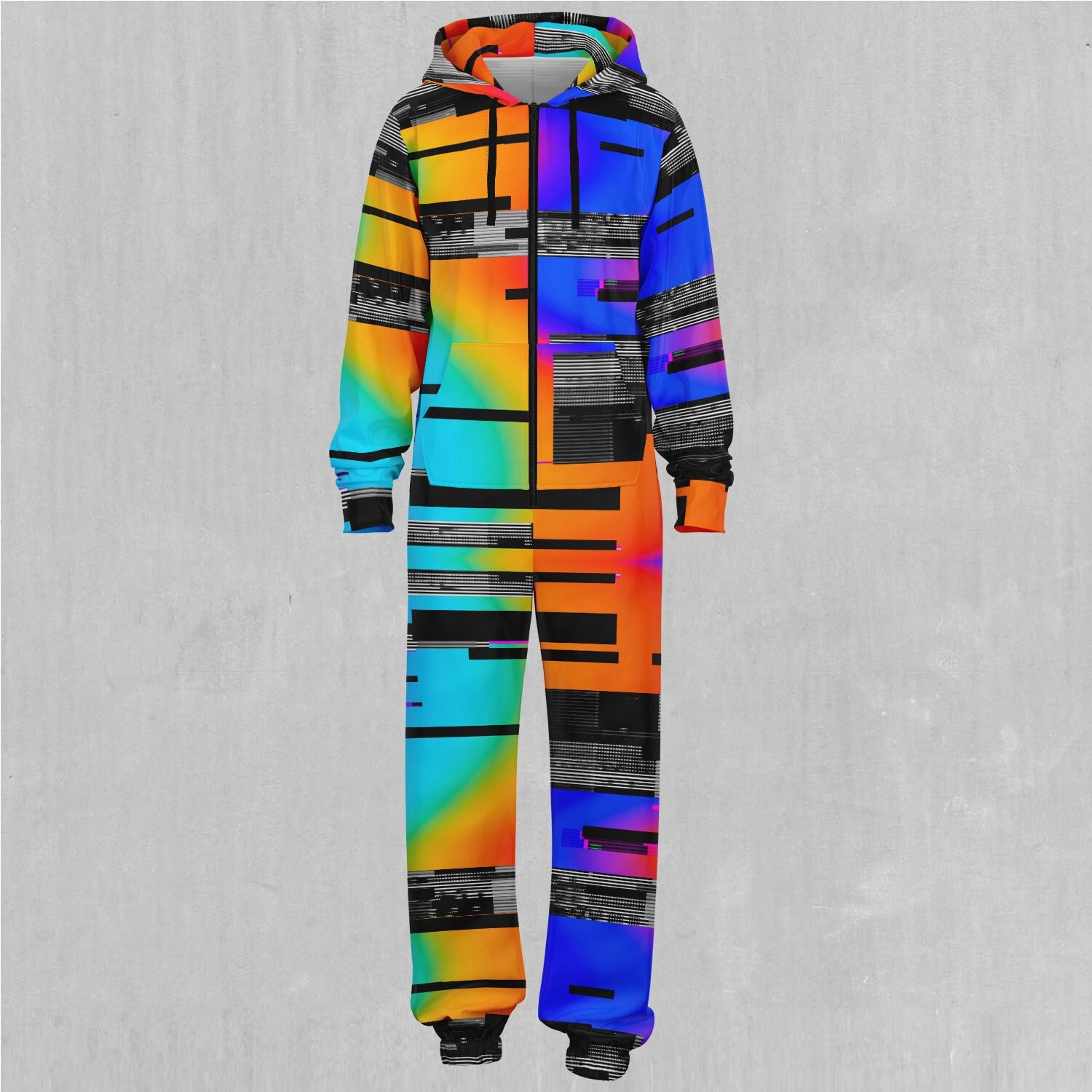 Spectrum Noise Vaporwave Retro Adult Zip Up Jumpsuit Pajamas