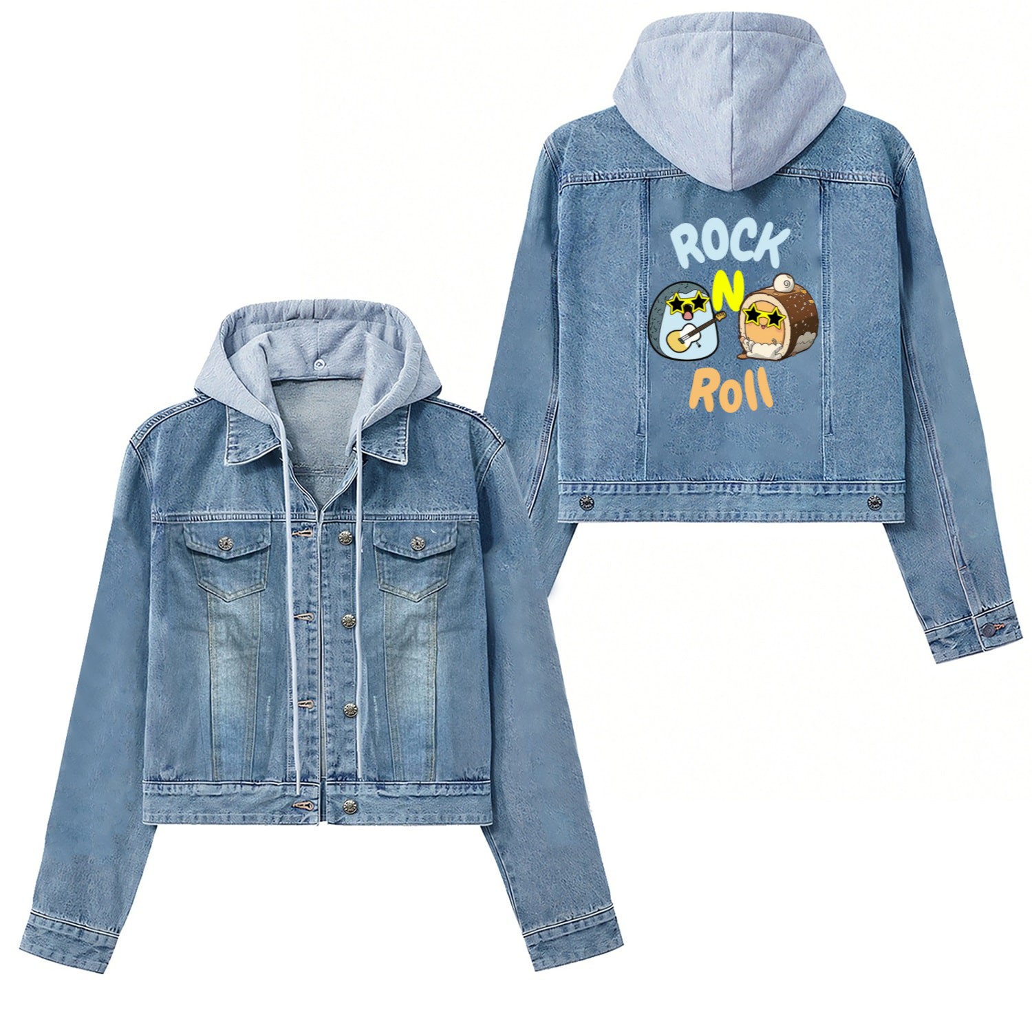 Rollcake and Stone RocknRoll Music Style Women's Denim Jackets