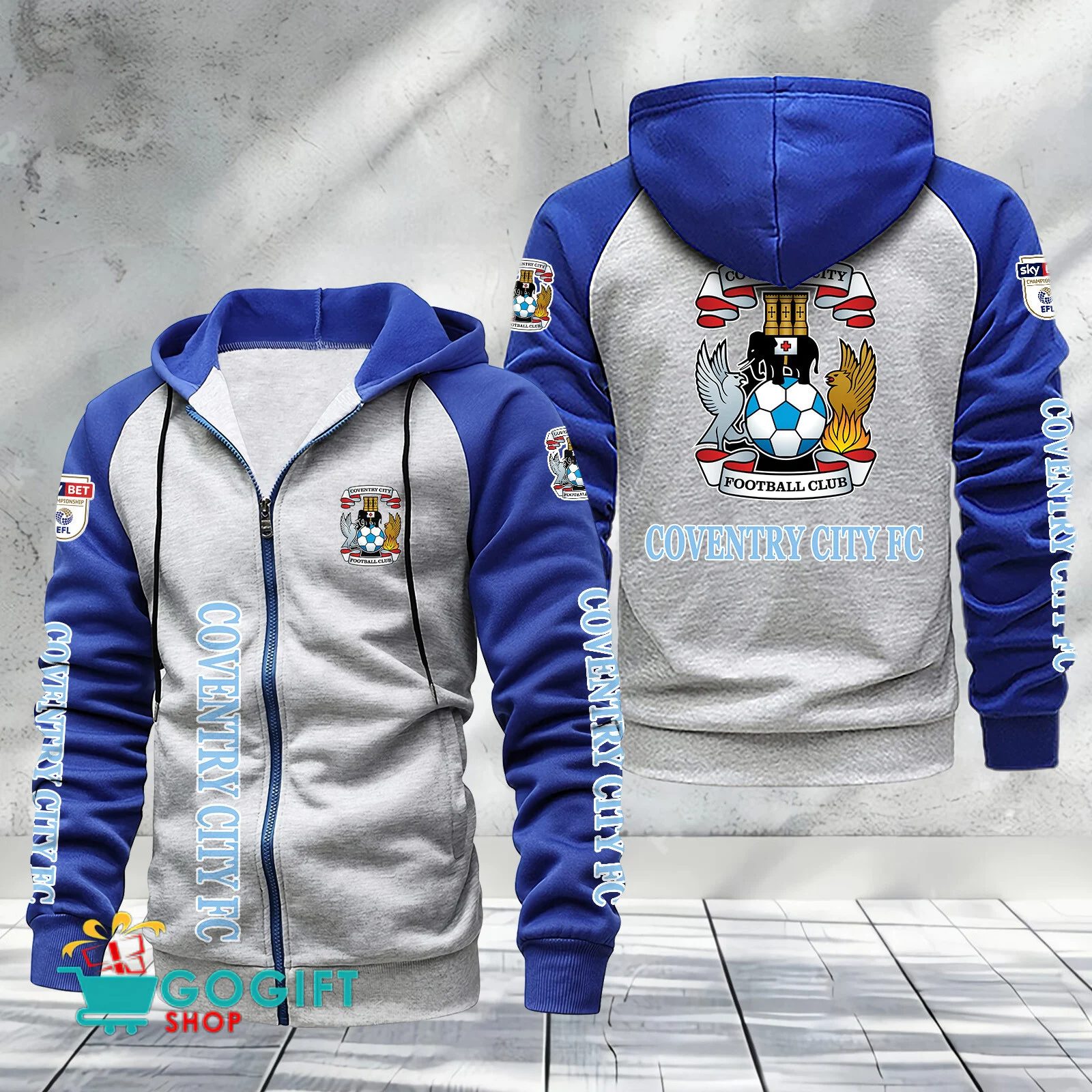 Coventry City FC Sporty Style Raglan Zipper Hoodie