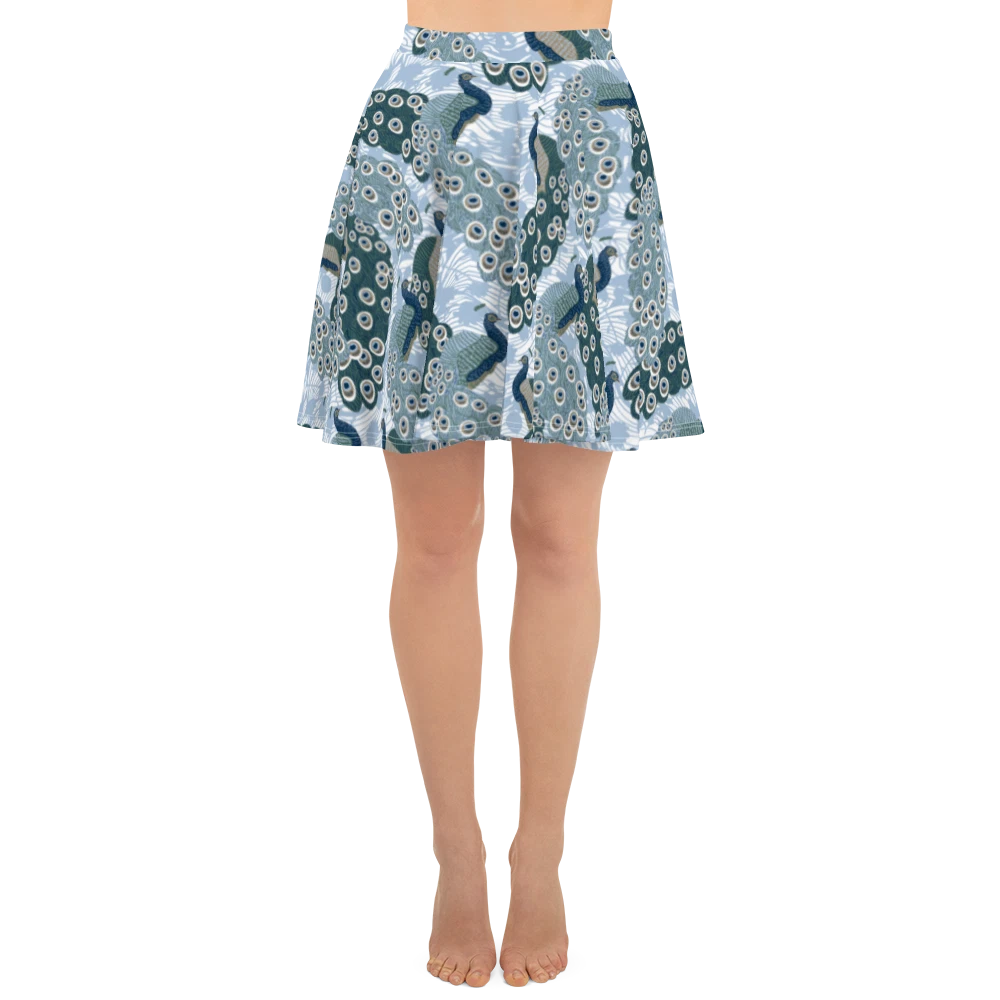 Royal Peacock Skater Skirt, Gift for Her