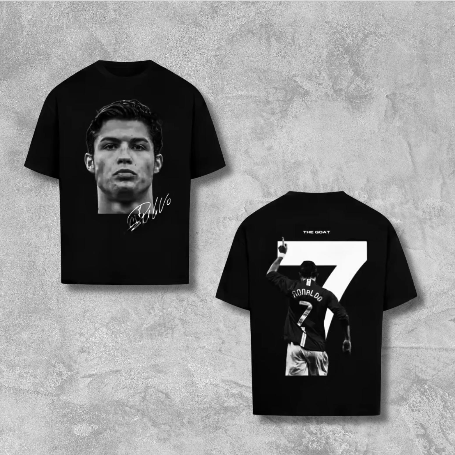 CR7 Ronaldo Graphic T-Shirt The GOAT Football Tee | Cristiano Ronaldo Shirt | Available in Black & White