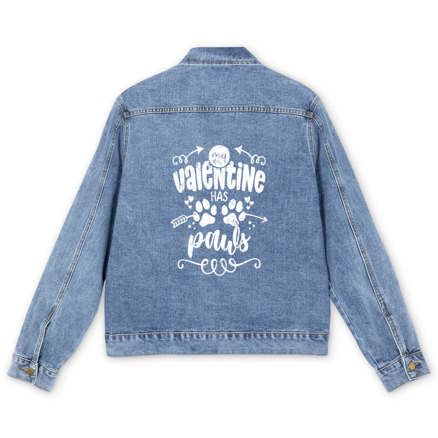 My Valentine Has Paws Men's Denim Jackets