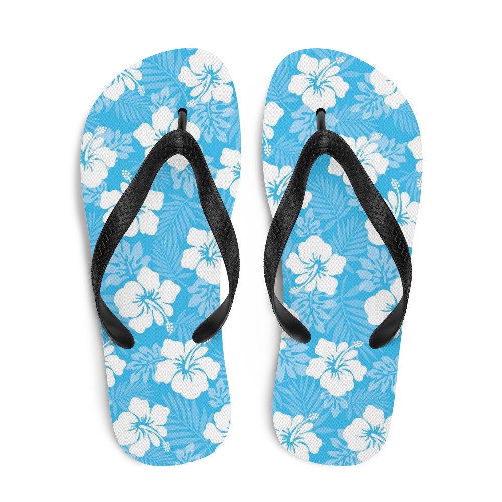 Cute Hawaiian Hibiscus Flower Patter Summer Beach Flip-Flops