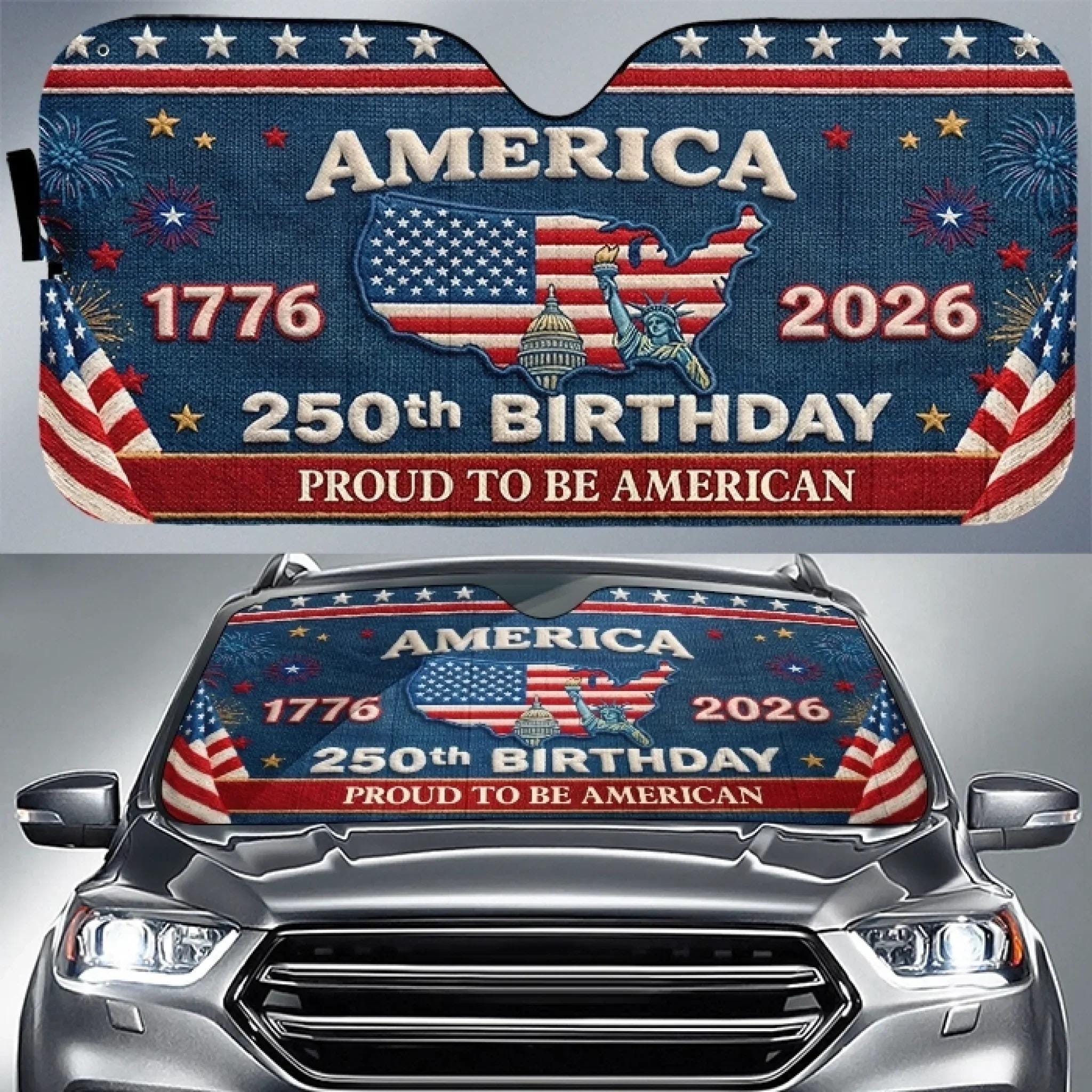 Car Windshield Sunshade, America 250th, 4th Of July Keepsake Family Gift Idea, 1776-2026 Anniversary Present, Semiquincentennial Gift