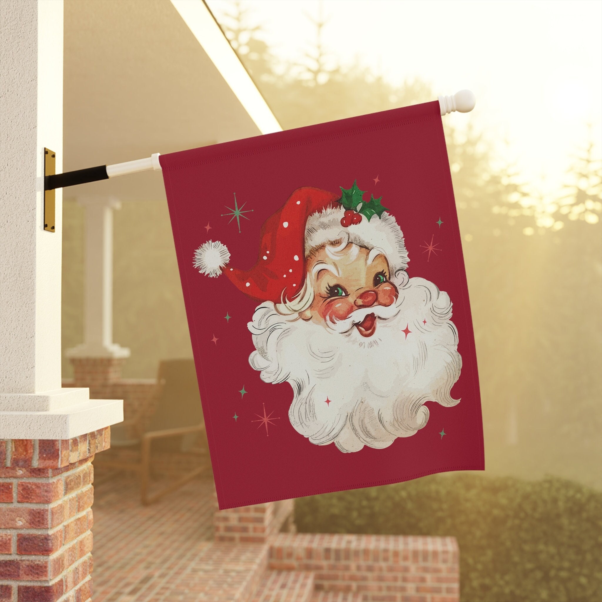Retro Christmas Flag Vintage Santa House Flag | Christmas Decor | Christmas Gift