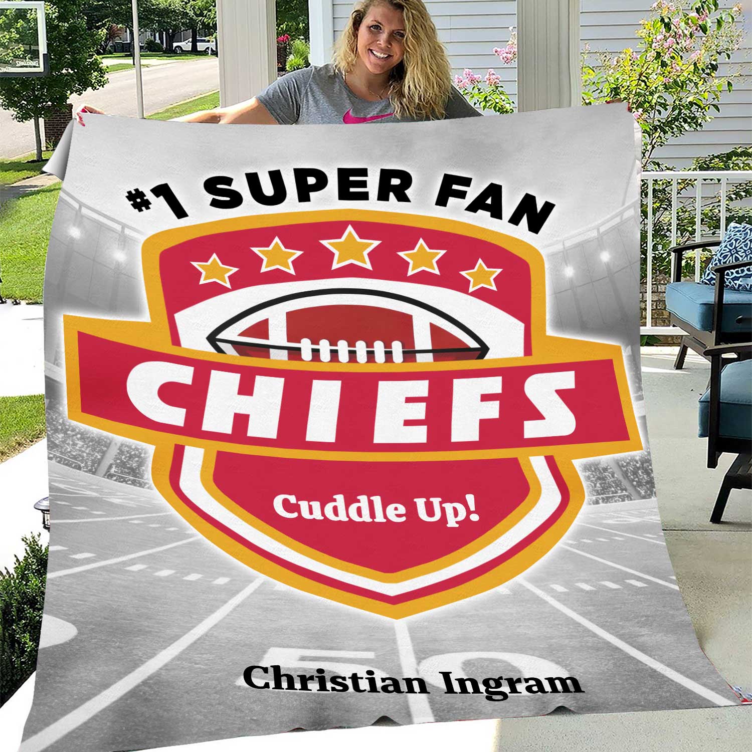Chiefs Cuddle Up! Fleece Blanket, Super Fan Personalized Gift