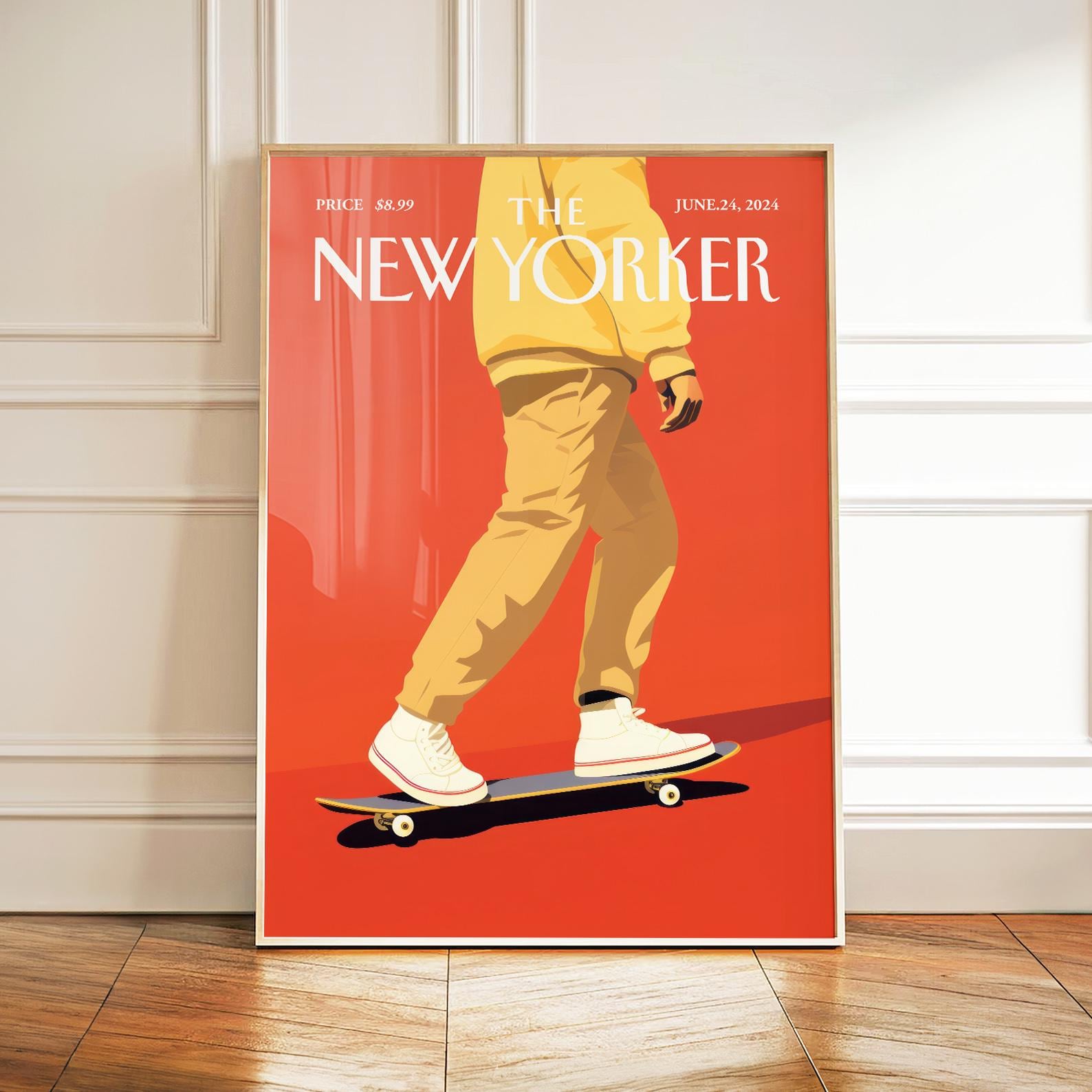 New Yorker Magazine Print, Skateboarder Wall Art, Street Art Print, Cool Poster for New York Apartment