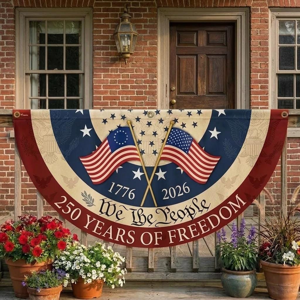 250th Anniversary Banner, We The People Banner, 1776 2026 Banner, Patriotic Porch Banner, American Flag Banner, 250 Years of Freedom Banner