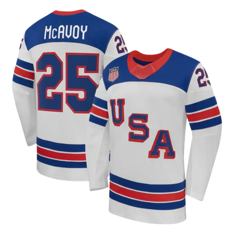 McAVOY #25 Team USA 2026 Hockey Jersey White Olympic