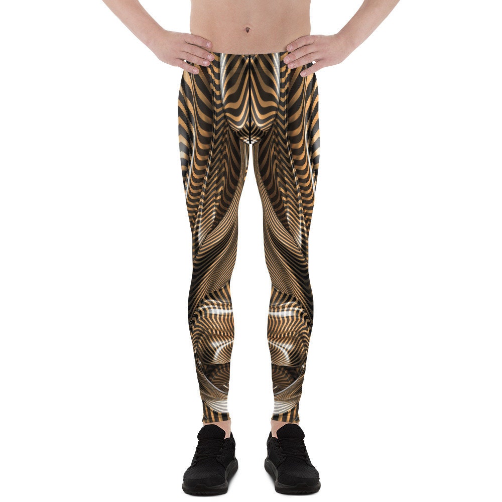 Men's Tigers Eye Leggings, leopard print Meggings, Rave Leggings, Festival leggings