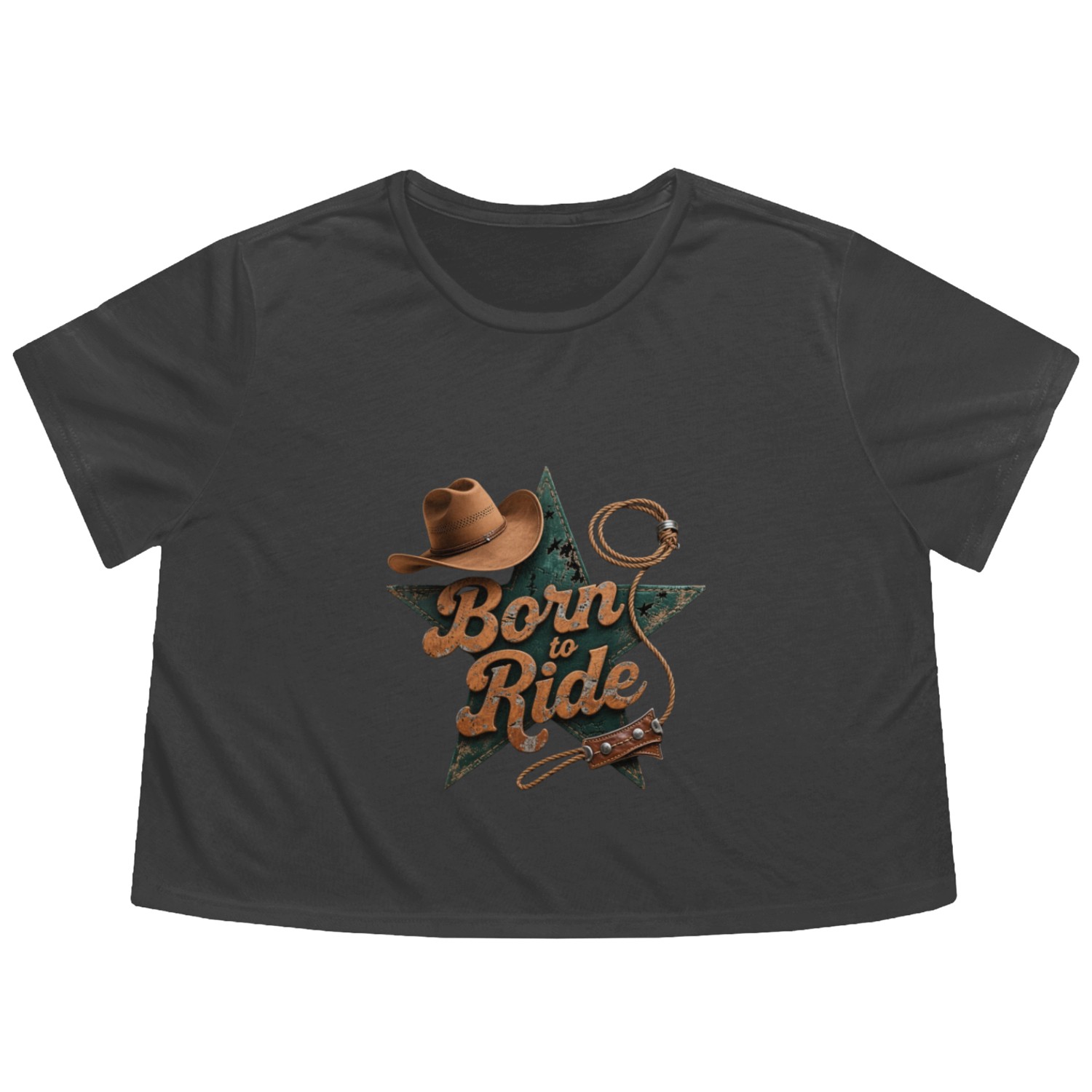 Born to Ride – Cowboy Spirit Flowy Cropped Tees