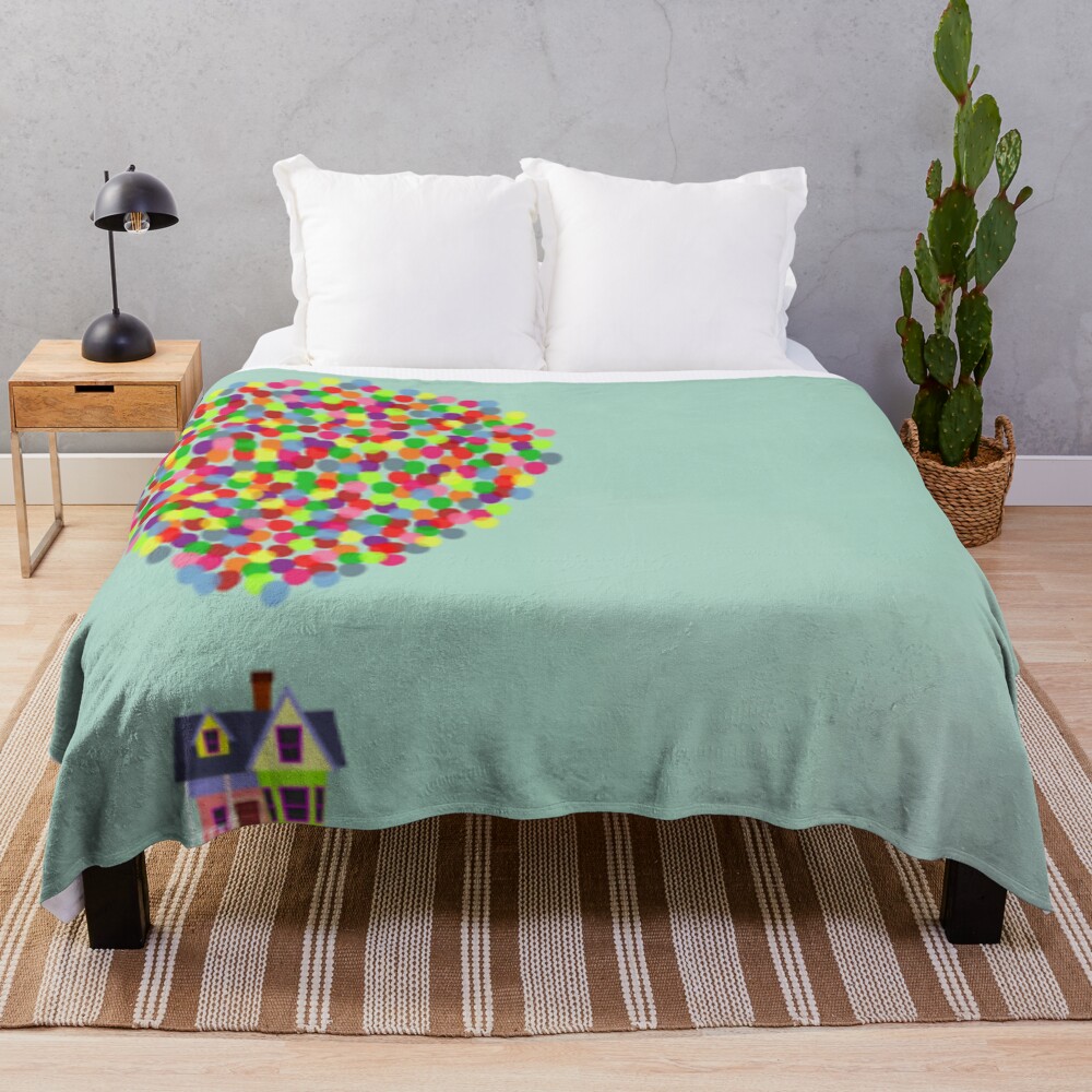 house with balloons Throw Blanket