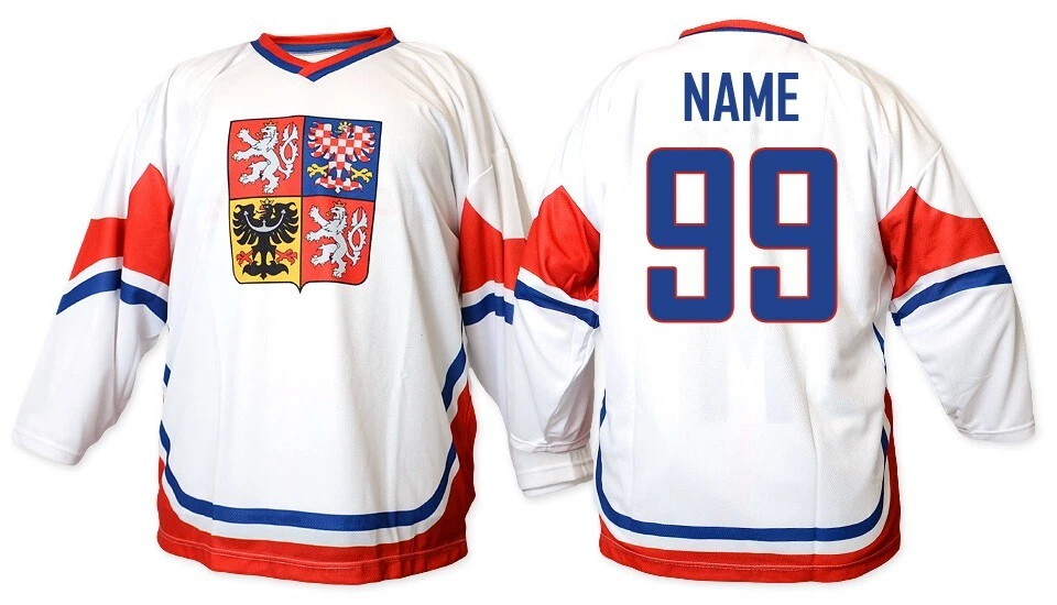 Team Czech Republic Men's Hockey Jersey White Custom Name and Number