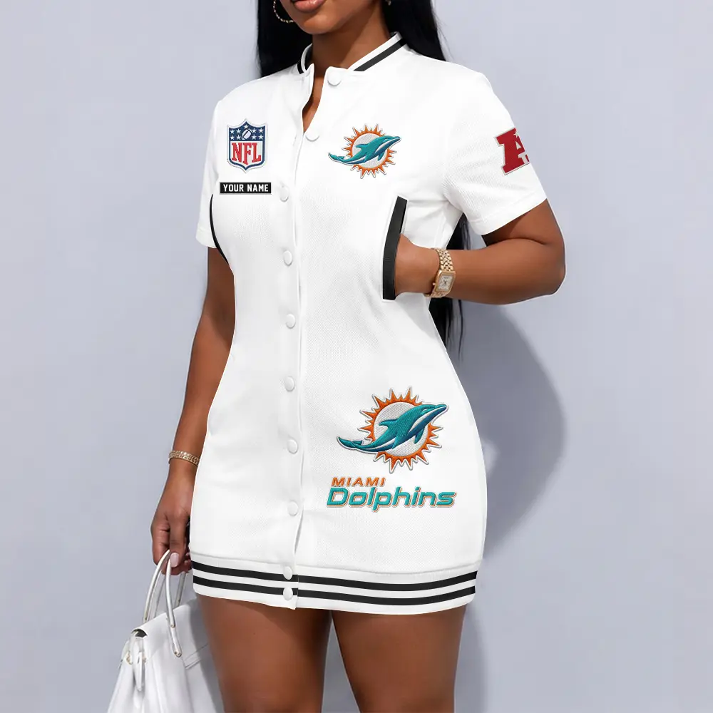 Miami Dolphins Women Baseball Button Front Dress