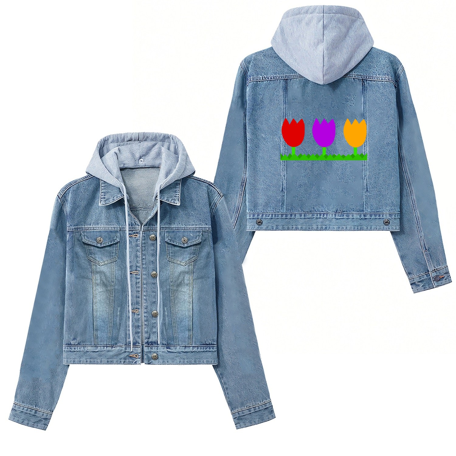Three cute tulips Women's Denim Jackets