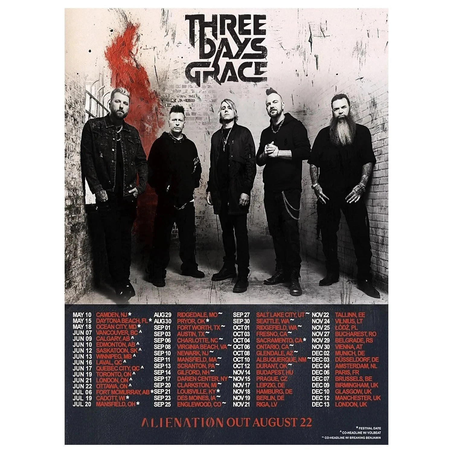 Three Days Grace Live 2025 Tour Poster Premium Matte Vertical Poster