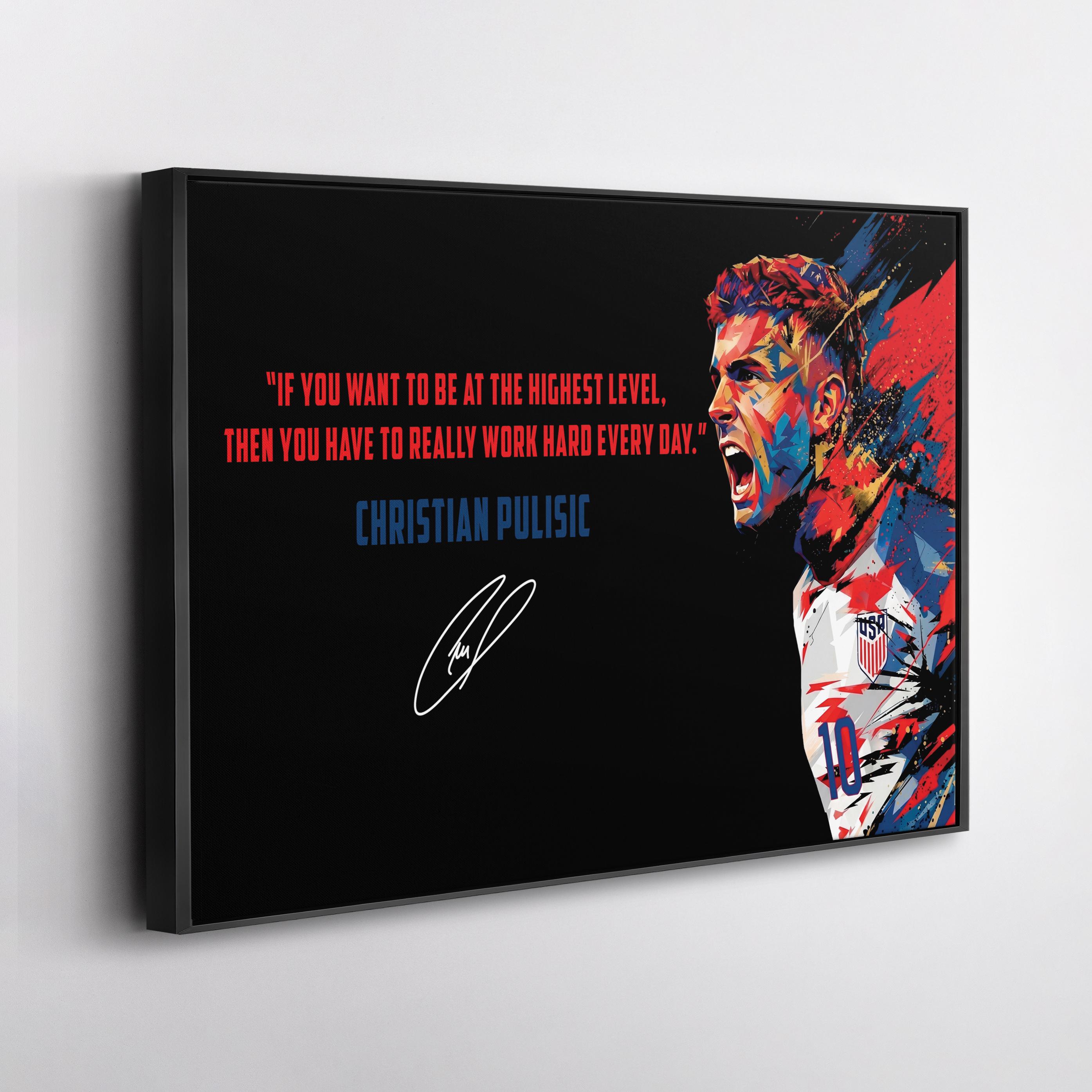 Christian Pulisic Canvas Wall Art, USA Soccer Decor, Motivational Quote Print, Sports Poster Style, Fan Gift