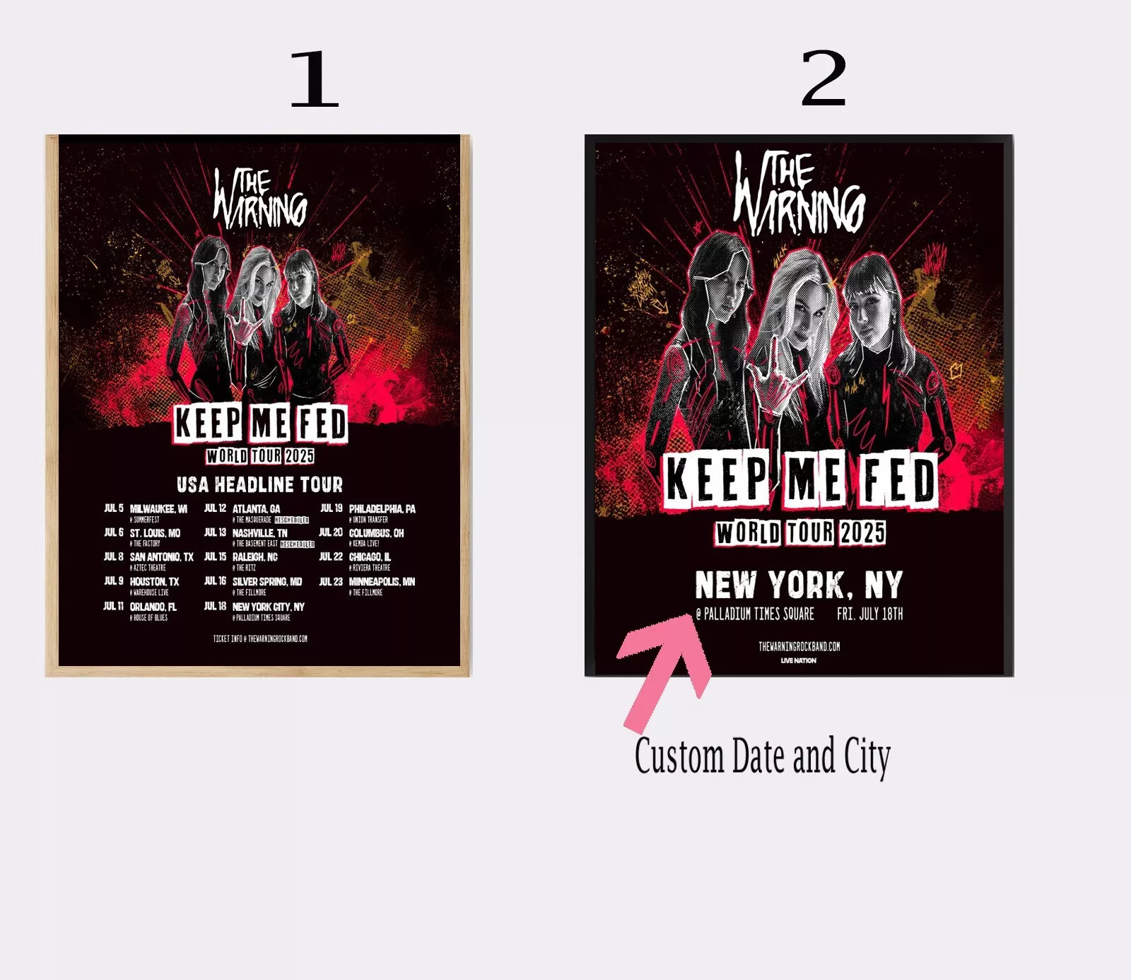 Custom Date and City The Warning - Keep Me Fed World Tour 2025 Poster