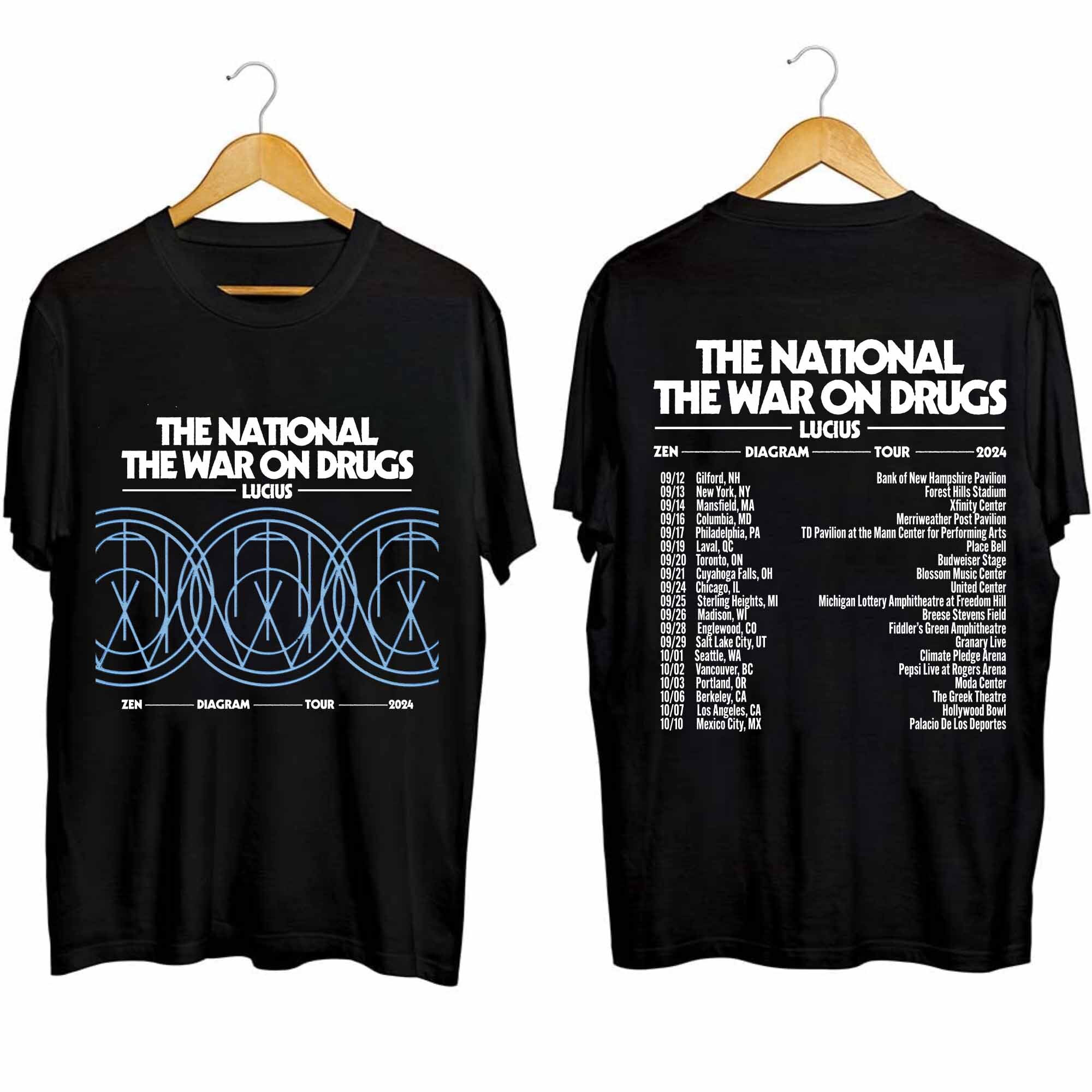 The National and The War on Drugs - Zen Diagram Tour 2024 Double Sided Shirt
