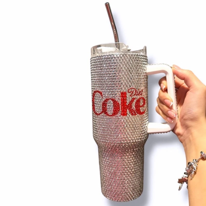 Diet Coke BlingTumbler 40oz, Diet Coke Bling Tumbler, Diet Soft Drink Cup