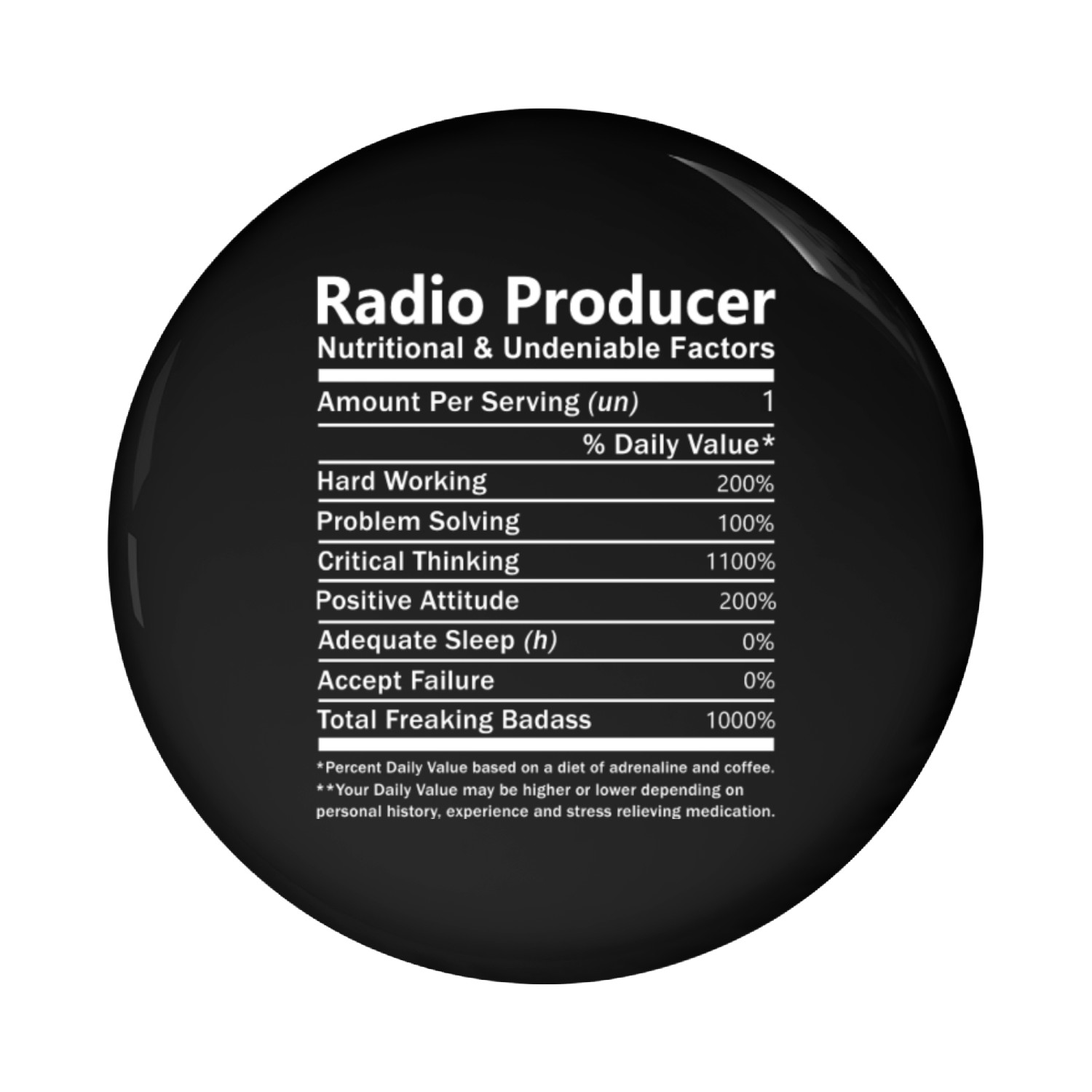 Radio Producer Pin Buttons - Nutritional And Undeniabl