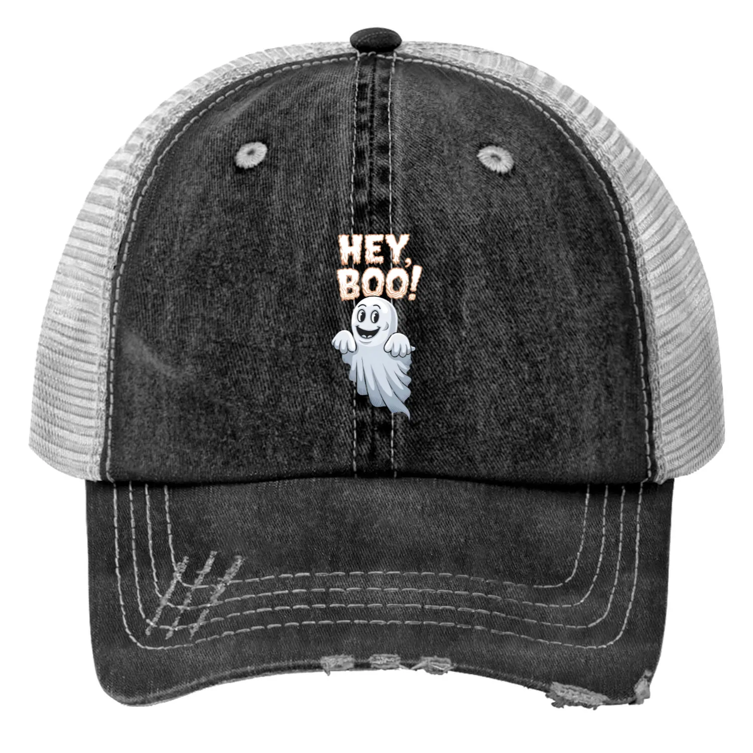 Hey Boo Print Trucker Hats
