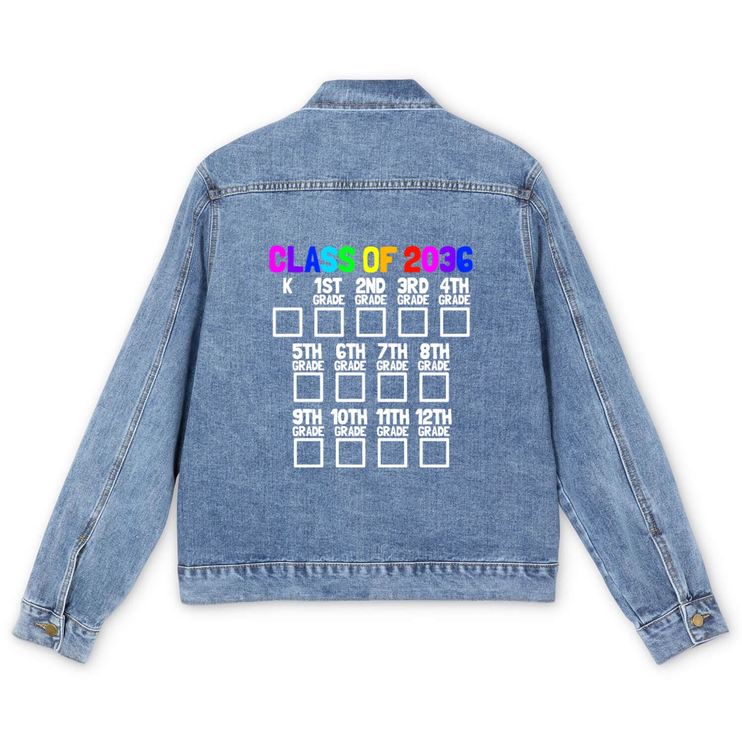 Class Of 2036 Back To School Kindergartengrow with Men's Denim Jackets