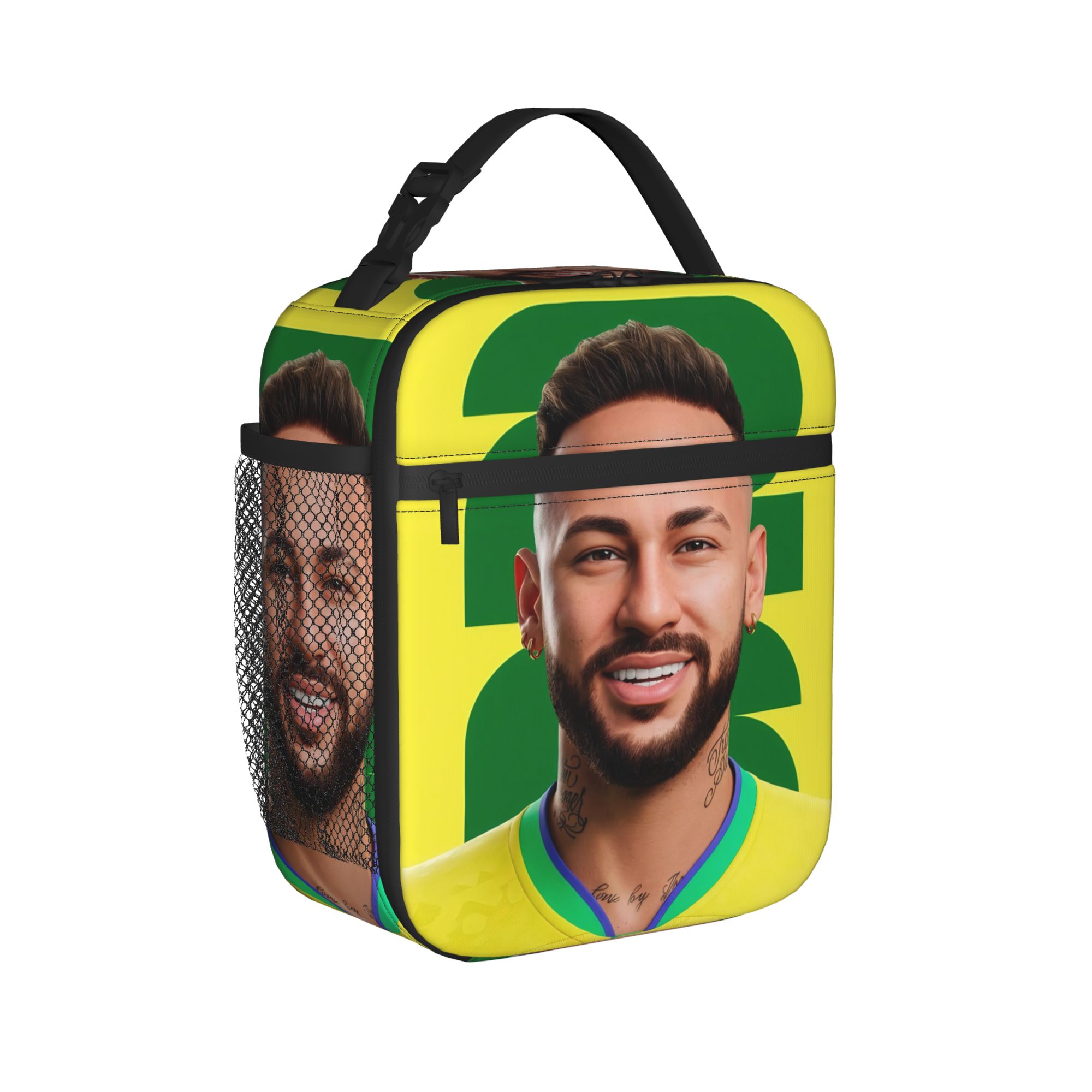 Neymars Brazil Football Insulated Lunch Bags Thermal Bag Lunch Container Soccer Number 10 Lunch Box for Men Women School Outdoor