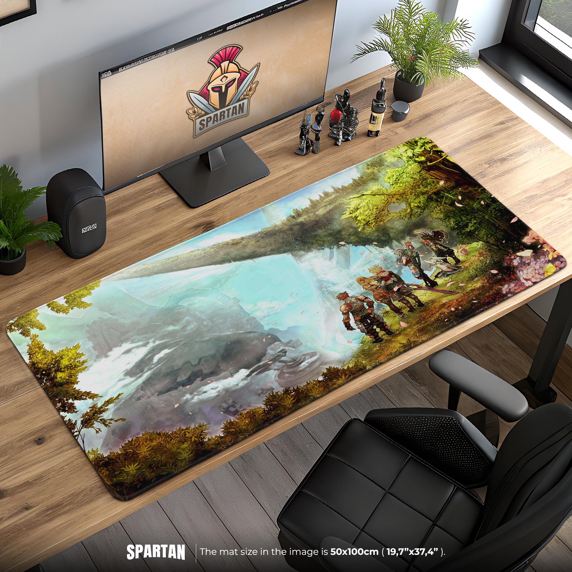 Monster Hunter Party Desk Mat- Epic Forest Scene Desk Mat for Gaming and Desk Setup