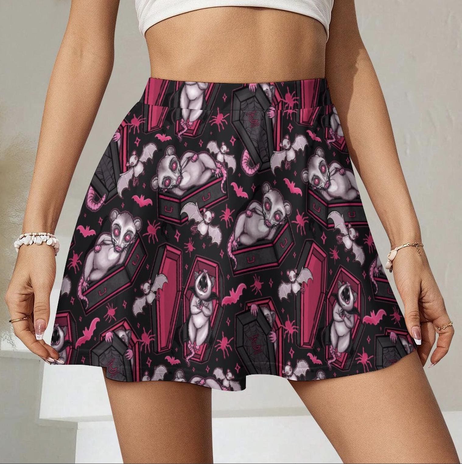 Possums In Coffins Skater Skirt Halloween