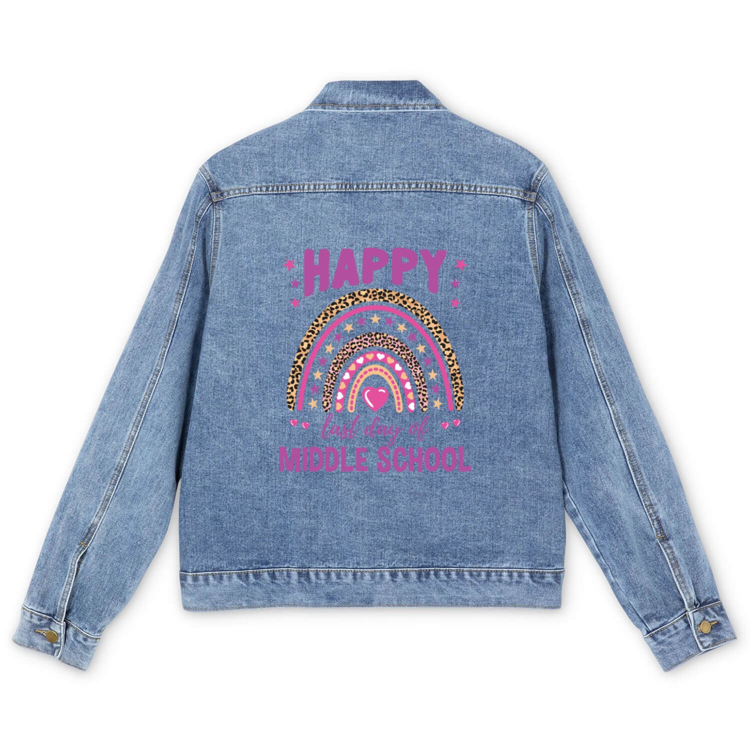 Happy Last Day Of Middle School Leopard Rainbow Men's Denim Jackets