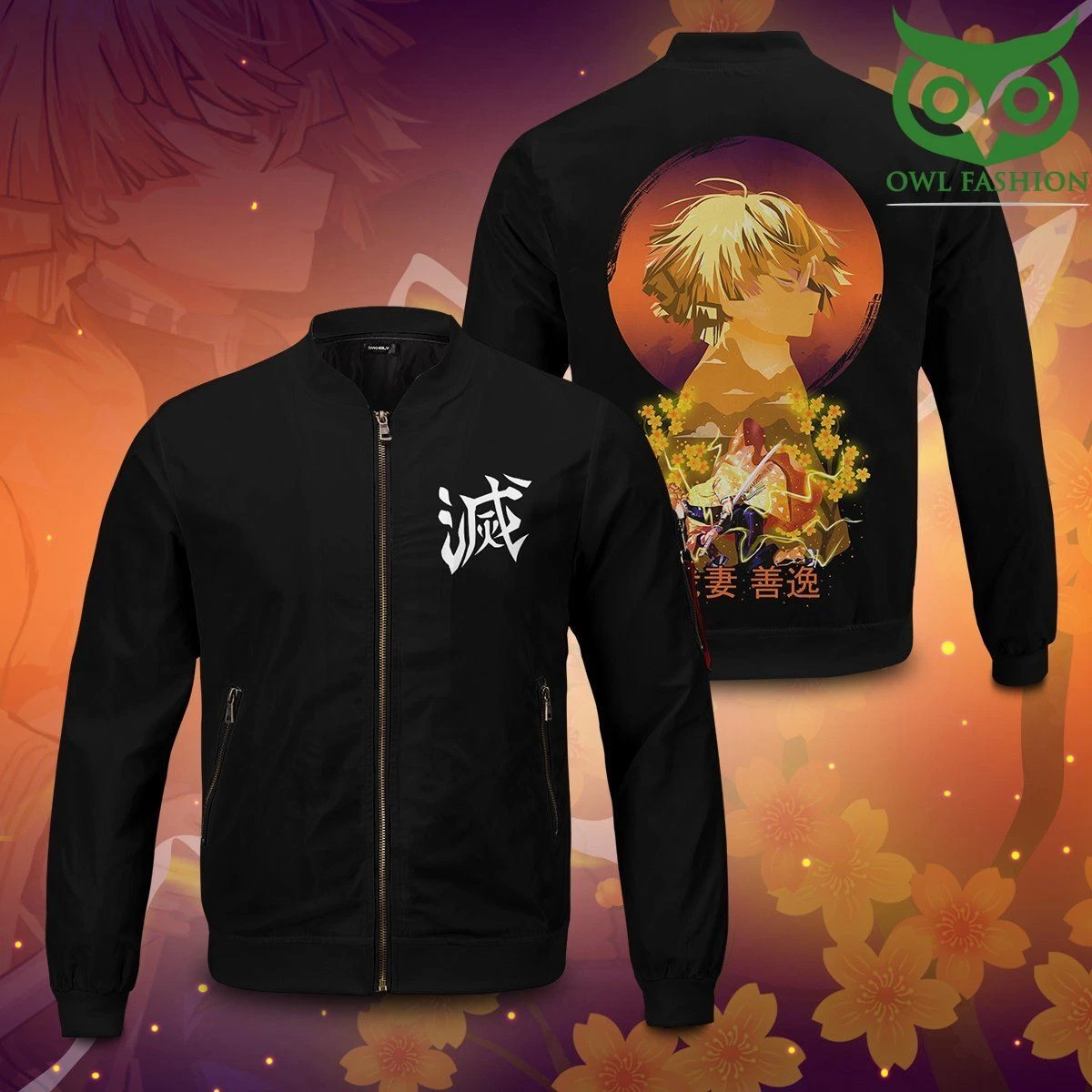 demon Agatsuma zenittsu Spirit Printed Bomber Jacket