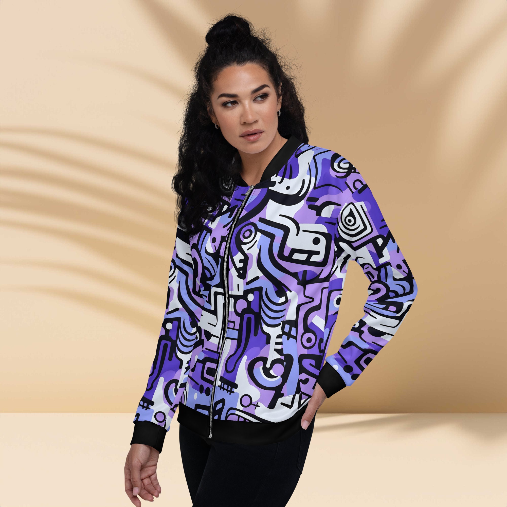 Graphic Labyrinth (AOP) Unisex Bomber Jacket gift for Friend Jacket Sporty Spring Bomber Jacket Gift idea Relax Fit Stylish Bomber Jacket