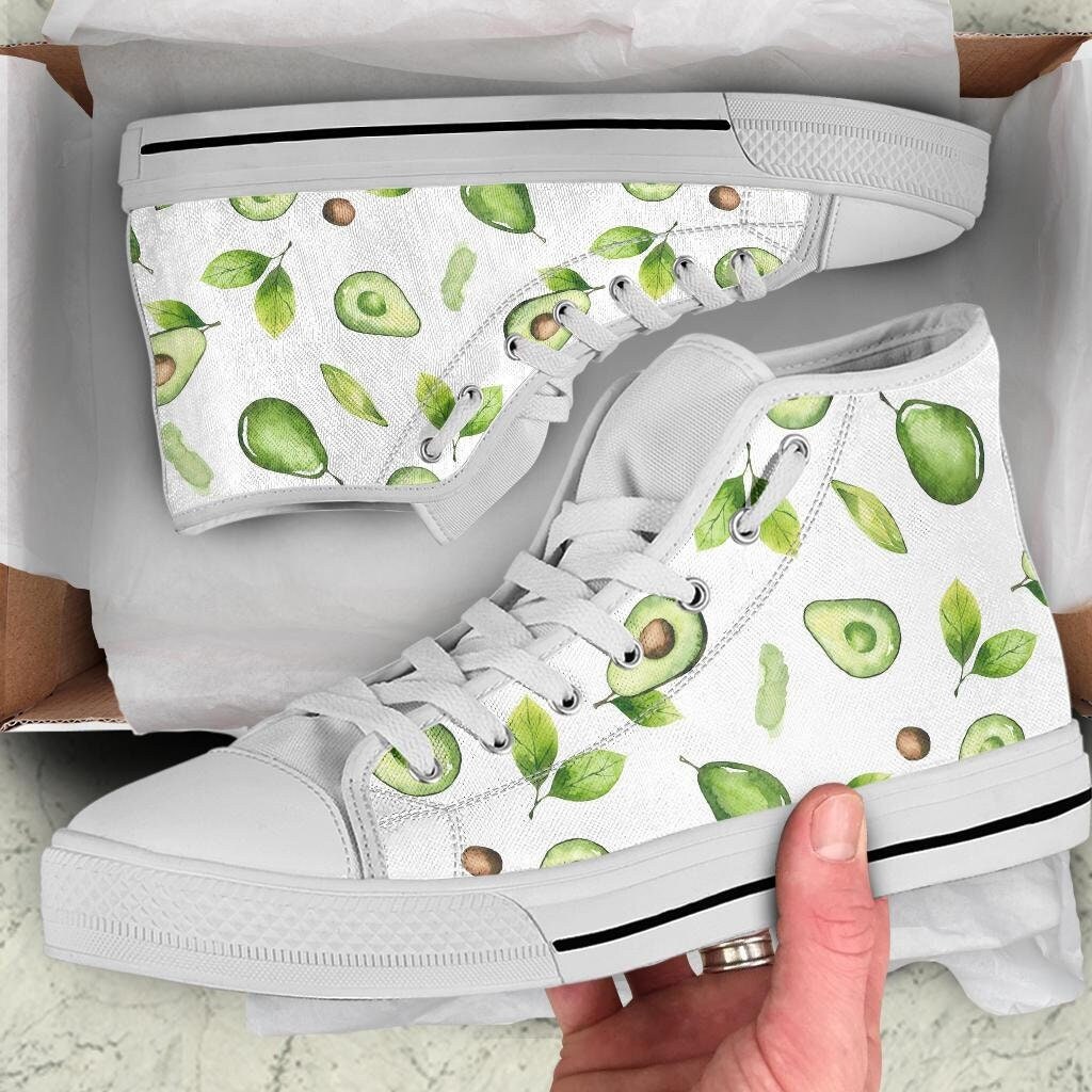 Avocado High Top Sneakers / Avocado Custom Print Trainers Shoes / Avocado High Top Shoes / Avocado Lover Gift