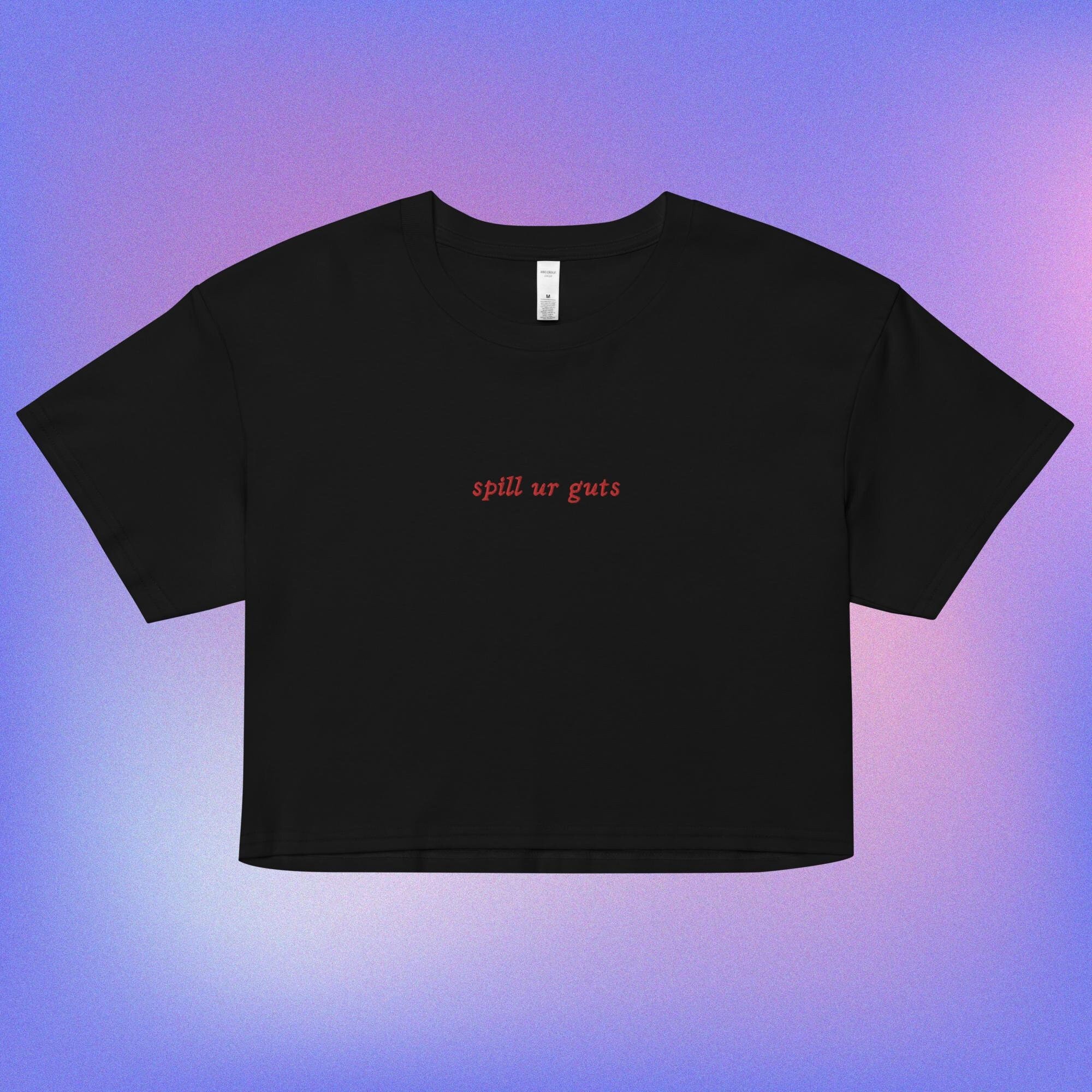 embroidered spill ur guts olivia rodrigo crop top