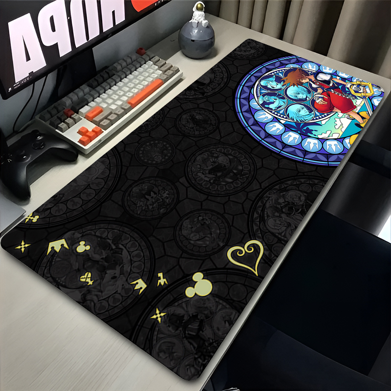 Mouse Pad Anime Black Extended Desk Mat PC K-kingdom H-hearts Keyboard Pad Laptop Gaming Accessories Table Play Mat XXL Mousepad