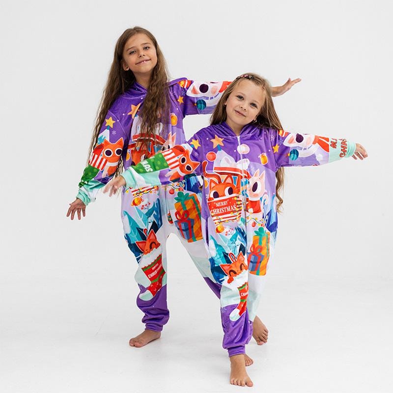 Christmas Cat Christmas Men's Hooded Jumpsuit | Christmas Pajama Outfits | Family Matching Pajamas