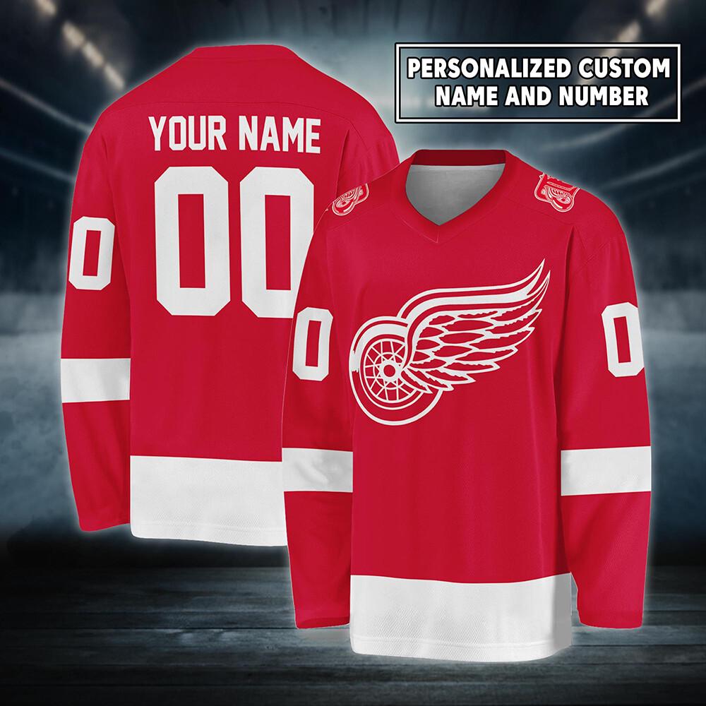 Personalized Wings Hockey Jersey Custom Team Name Men Women Fan Shirt Alex DeBrincat Dylan Larkin