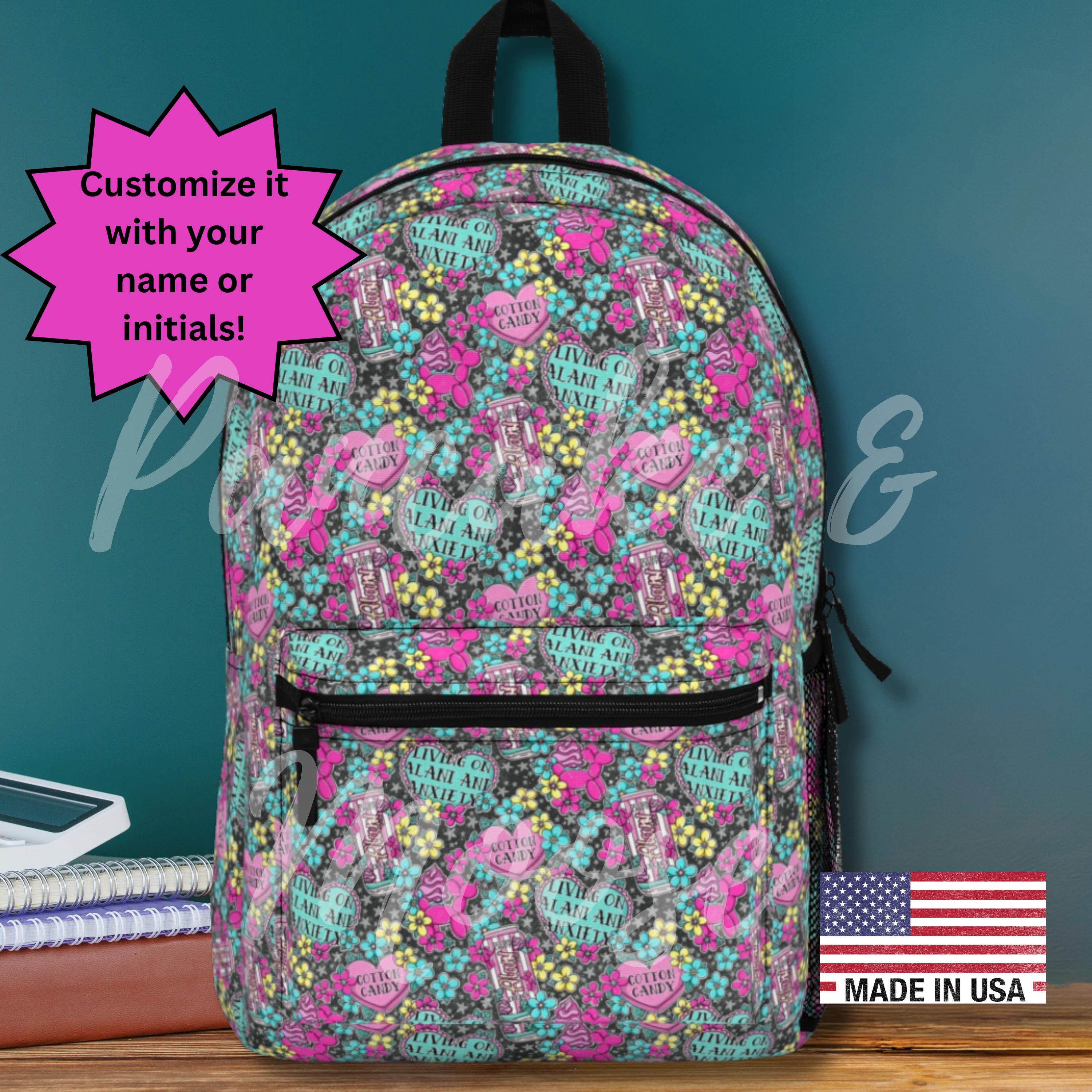 Pink Energy Drink Backpack - Florals, Balloon animals, bubblegum-