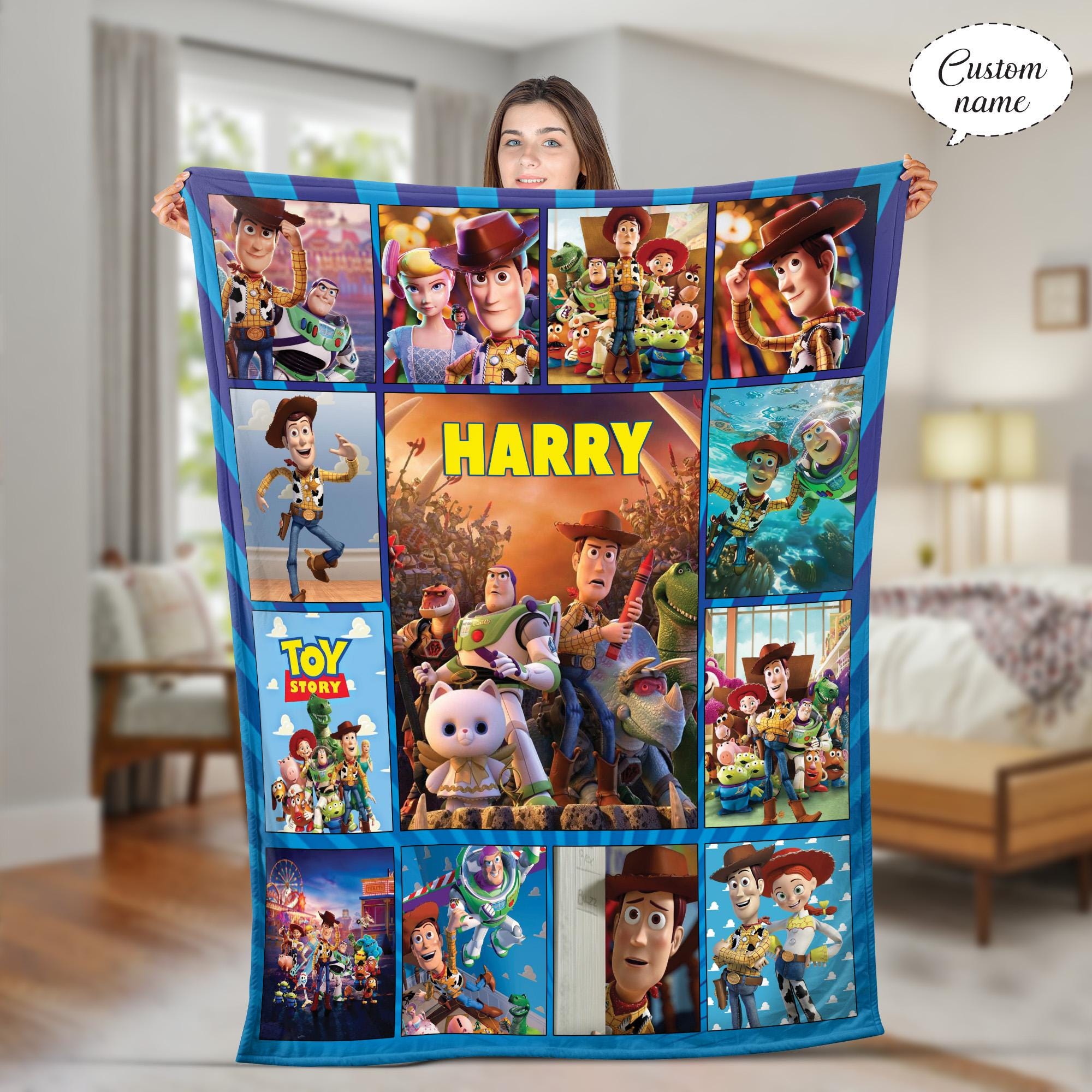 Personalized Name Blanket, Personalized Toy Story Blanket, Toy Story name blanket, personalized toy story name blanket
