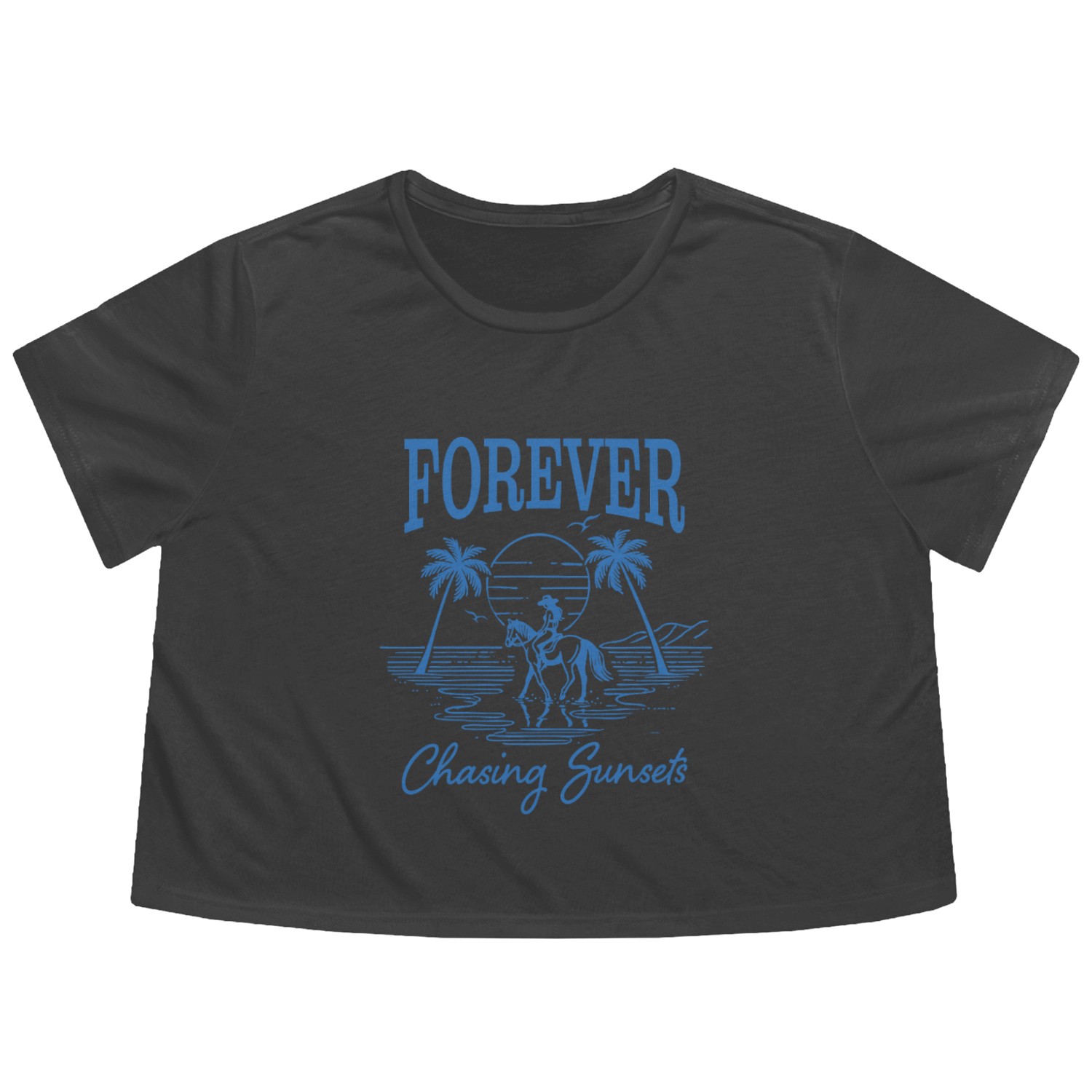 Beach Vacation Forever Chasing Sunsets Flowy Cropped Tees