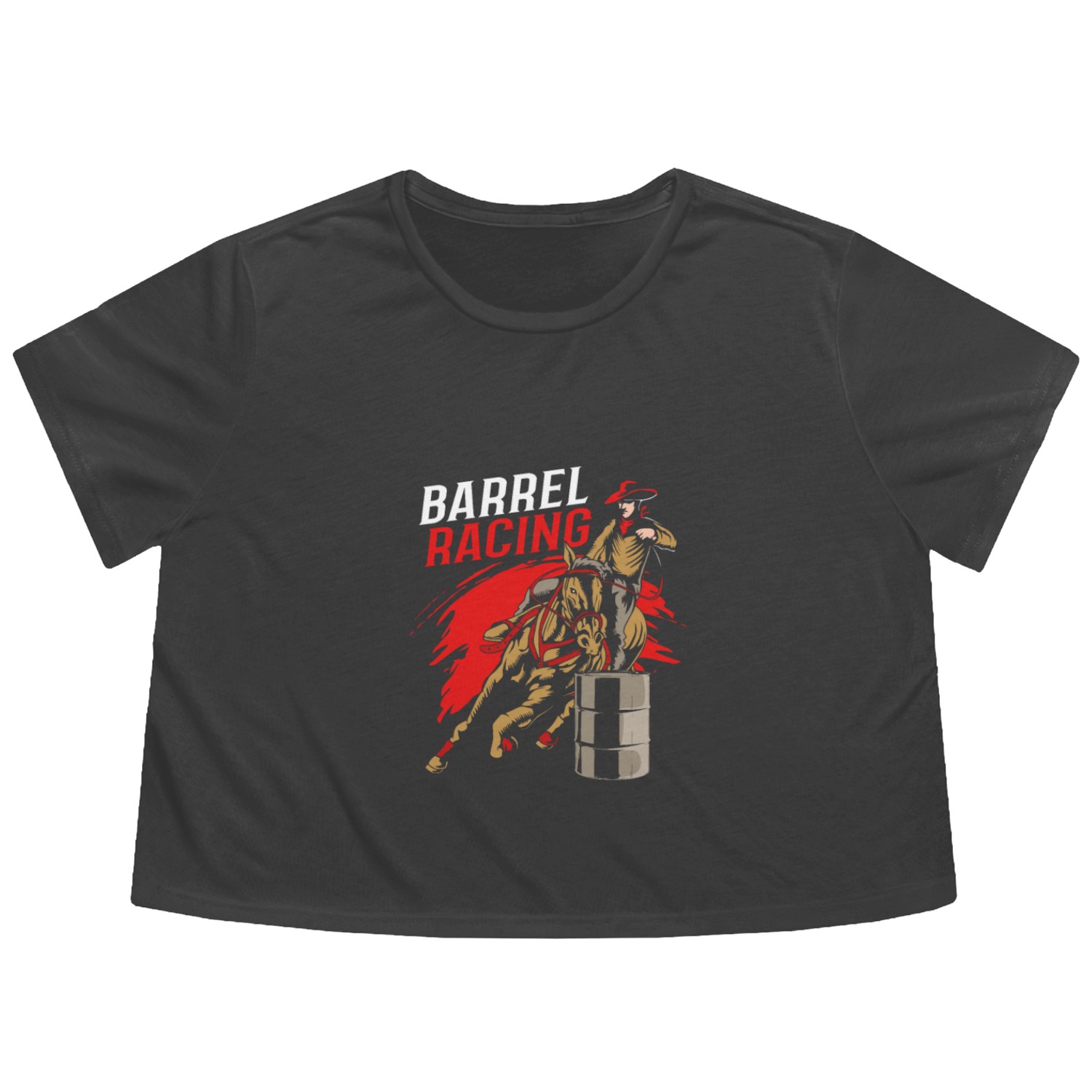 Horse Riding Cowgirl Barrel Racing Rodeo Flowy Cropped Tees