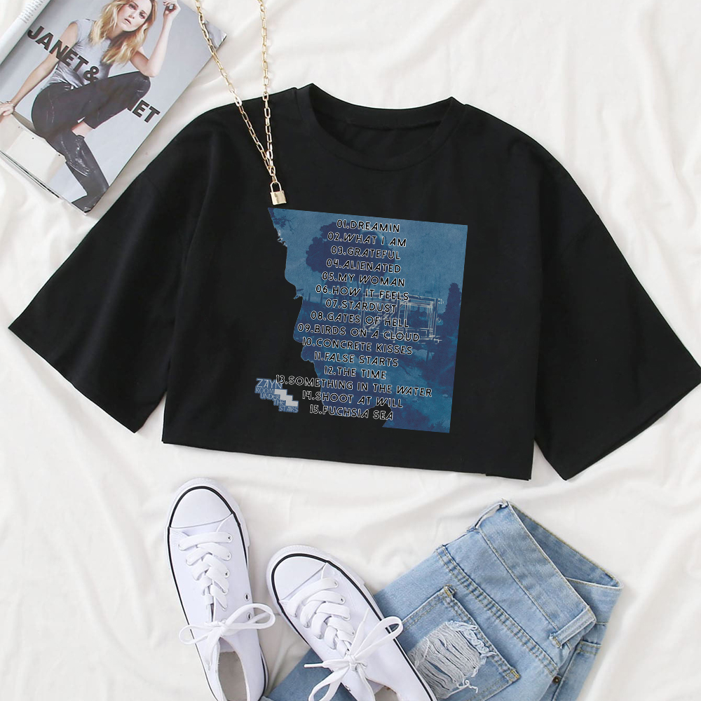 Room Under The Stairs 2024 Zayn Girls O-Neck Casual Women Crop Shirts for Fan Gift Tops