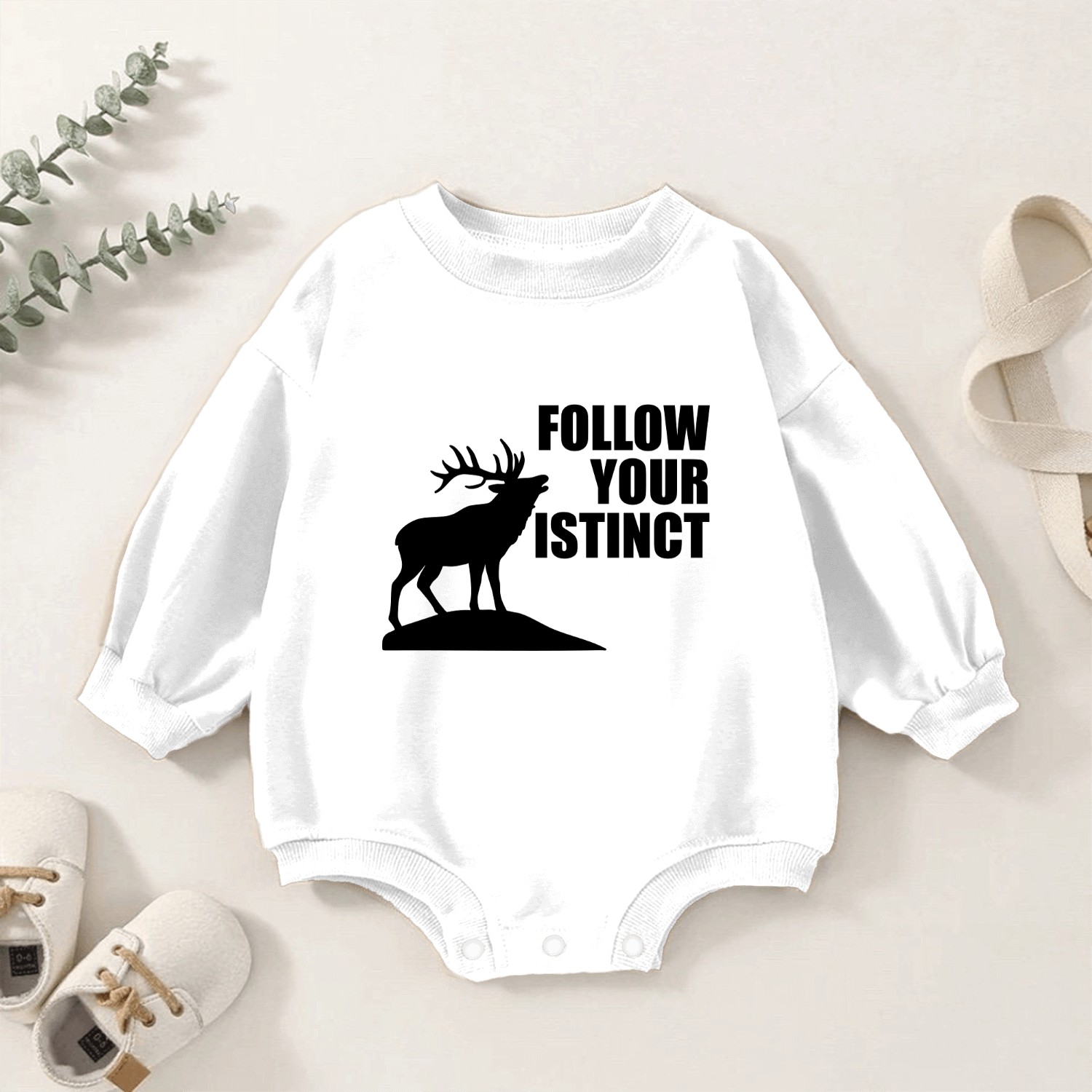 Follow Your Instinct – Elk Silhouette Strength Baby Romper Sweatshirts
