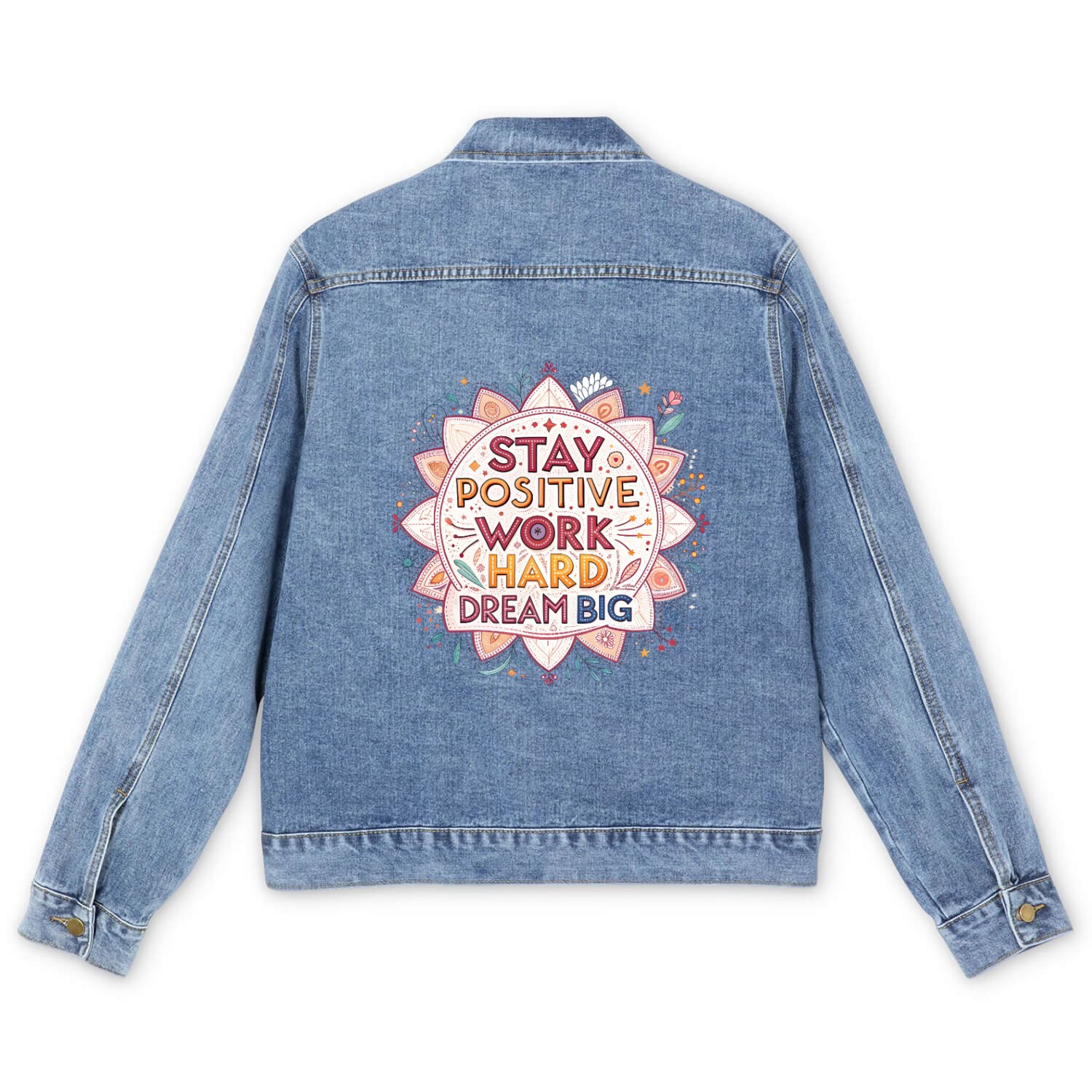 Inspirational Mandala with Motivational Quotes Men's Denim Jackets