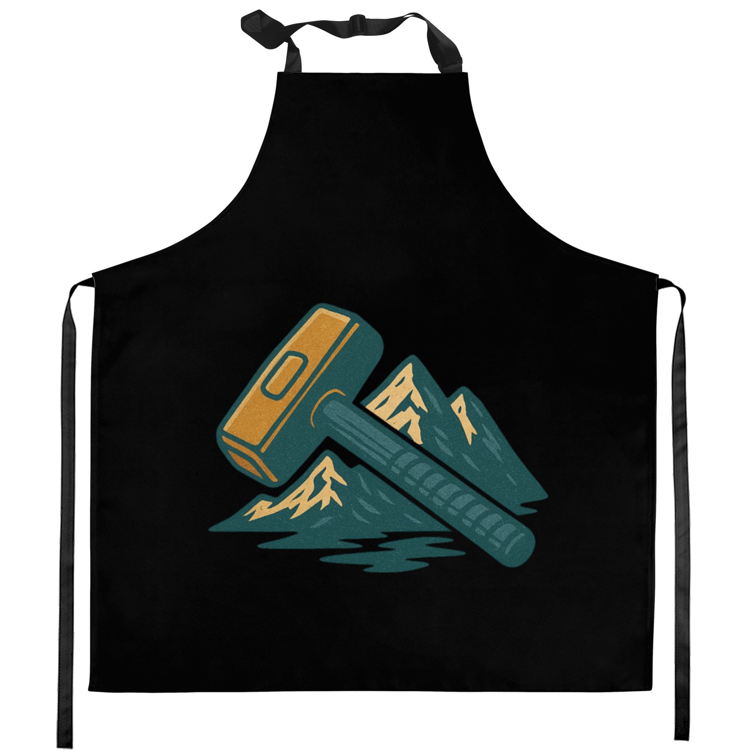 Mountain Climber Hammer Illustration Kitchen Aprons