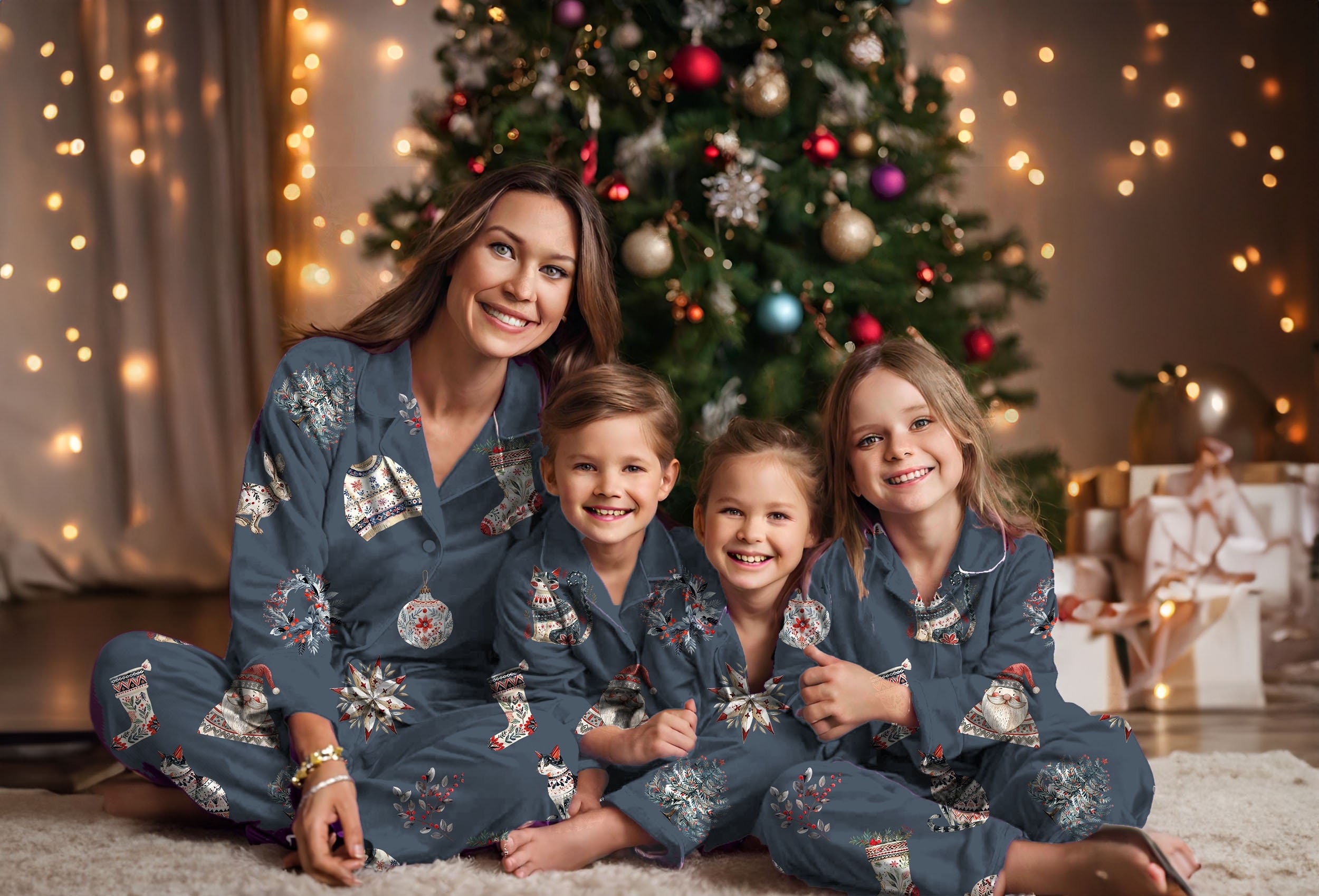 Scandinavian Art Christmas Morning Matching Family Loungewear Christmas Eve Gift