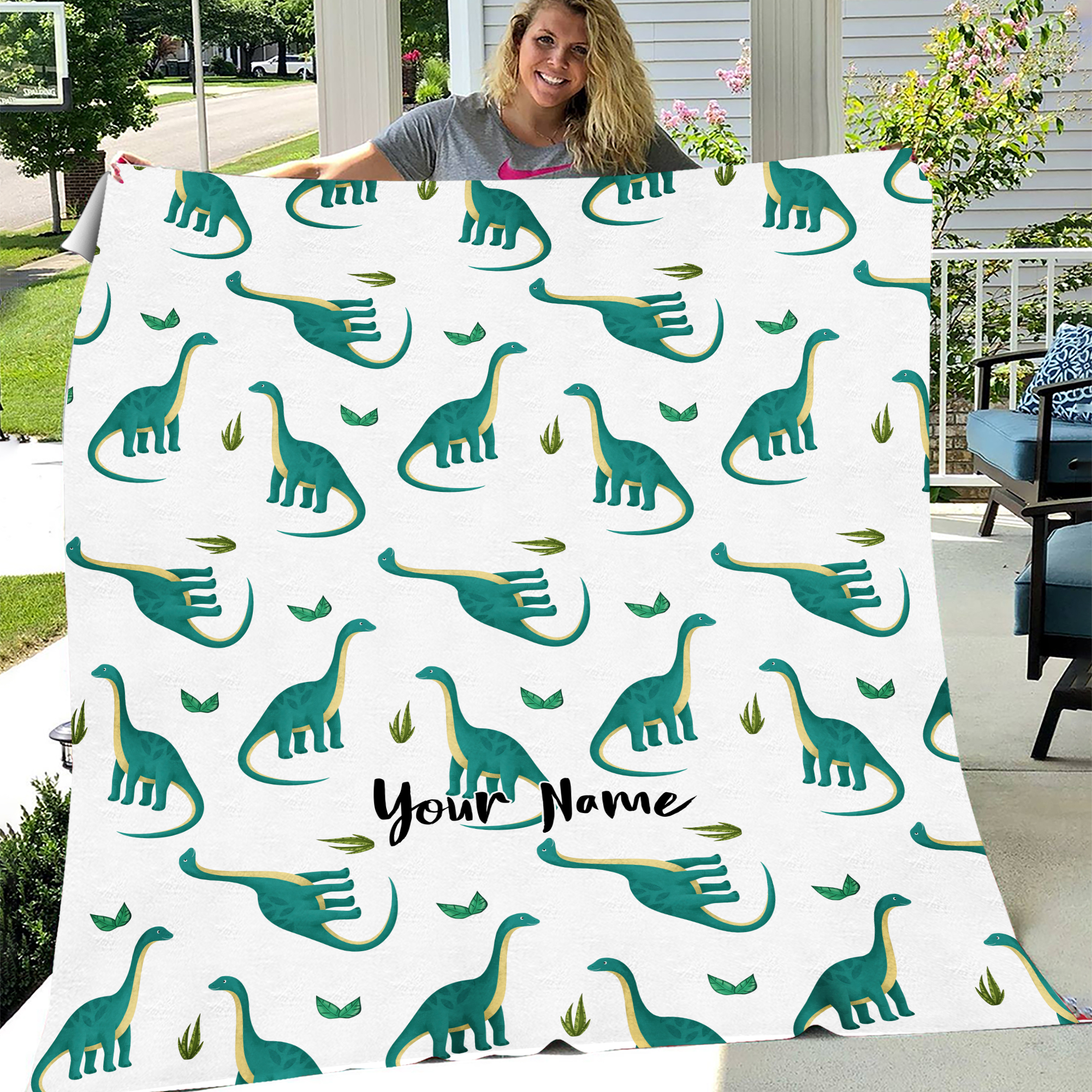 Diplodocus Dinosaur Custom Name Blanket / Dinosaur Throw Blanket / Dinosaur Fleece Blanket / Cozy Blanket / Adult Kid Blanket / Dino Gift
